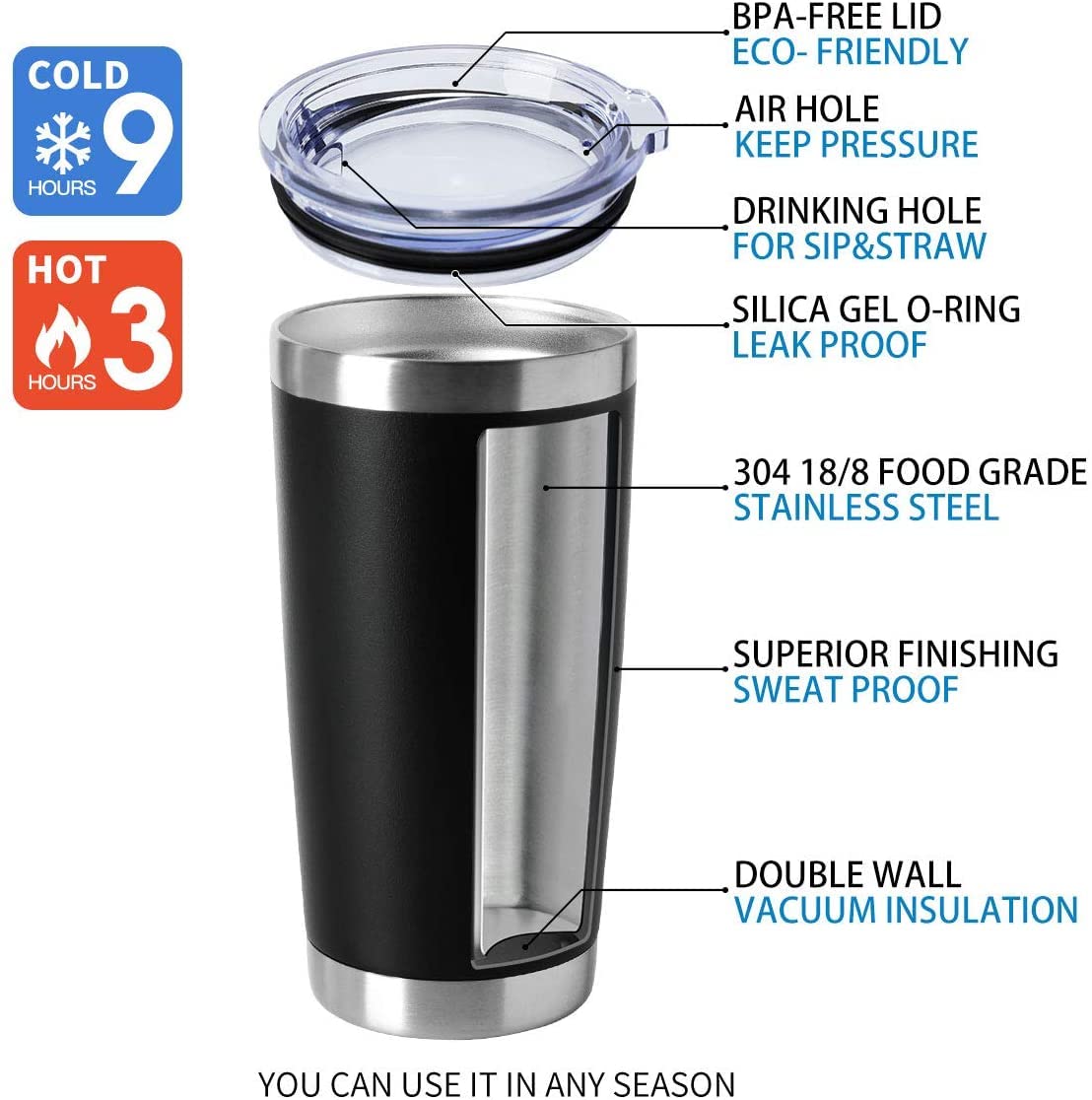 HASLE OUTFITTERS 20oz Stainless Steel Tumblers with Lid - Double Wall Vacuum Insulated Coffee Mugs for Hot & Cold Drinks (12 Pack, Mix Colors) - Perfect for Travel, Office, Camping and Outdoor Activities