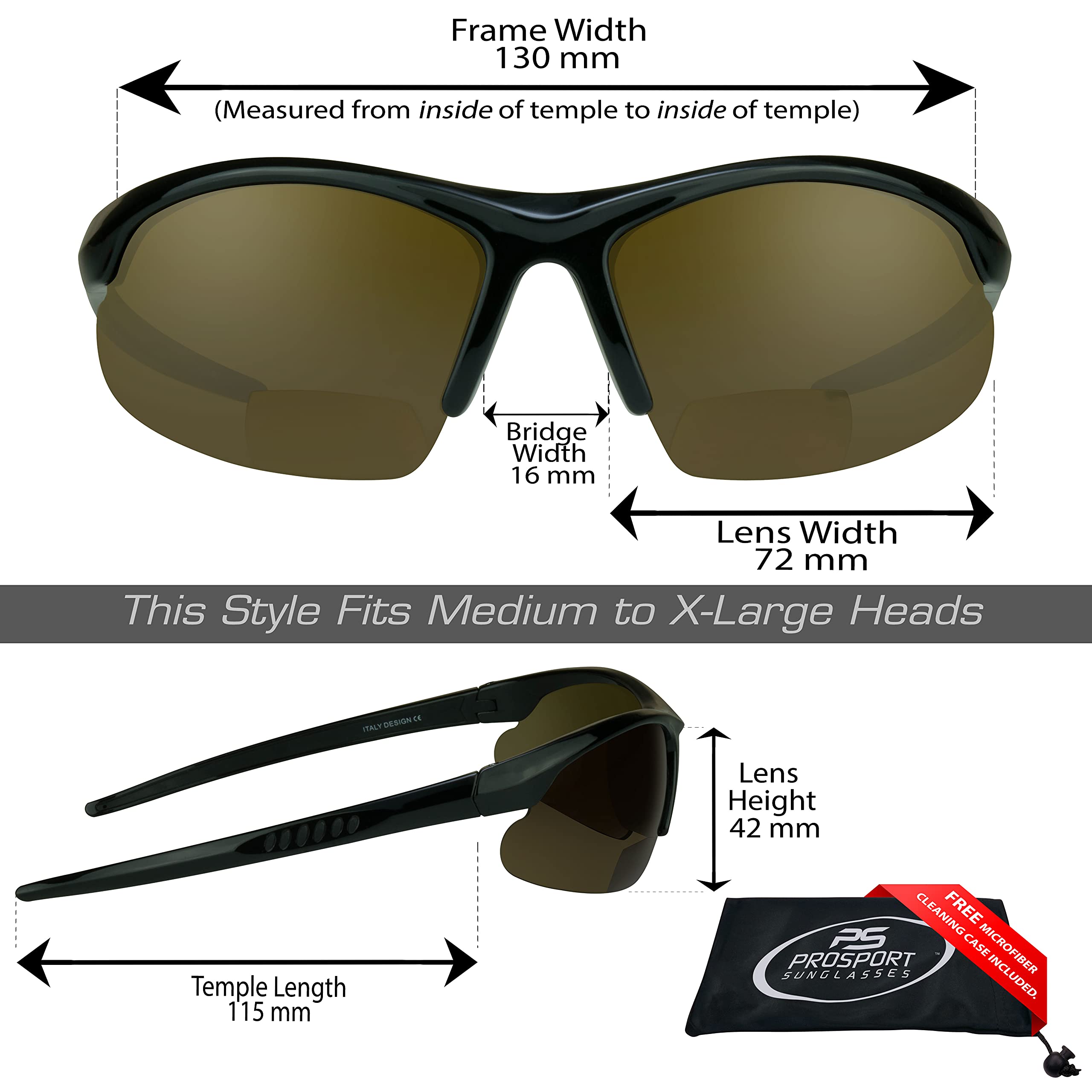 proSPORT Polarized Bifocal Sunglasses for Men & Women - Anti-Glare UV Protection Wraparound Sunglasses - Perfect for Driving, Fishing & Outdoor Activities