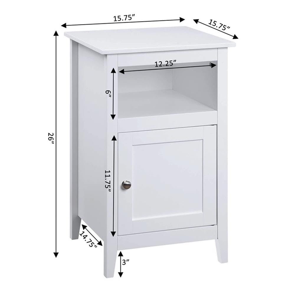White Storage Cabinet End Table with Shelf - Set of 2 | Modern Side Table for Living Room, Bedroom & Office | Space-Saving Organizer for Books, Decor & Essentials