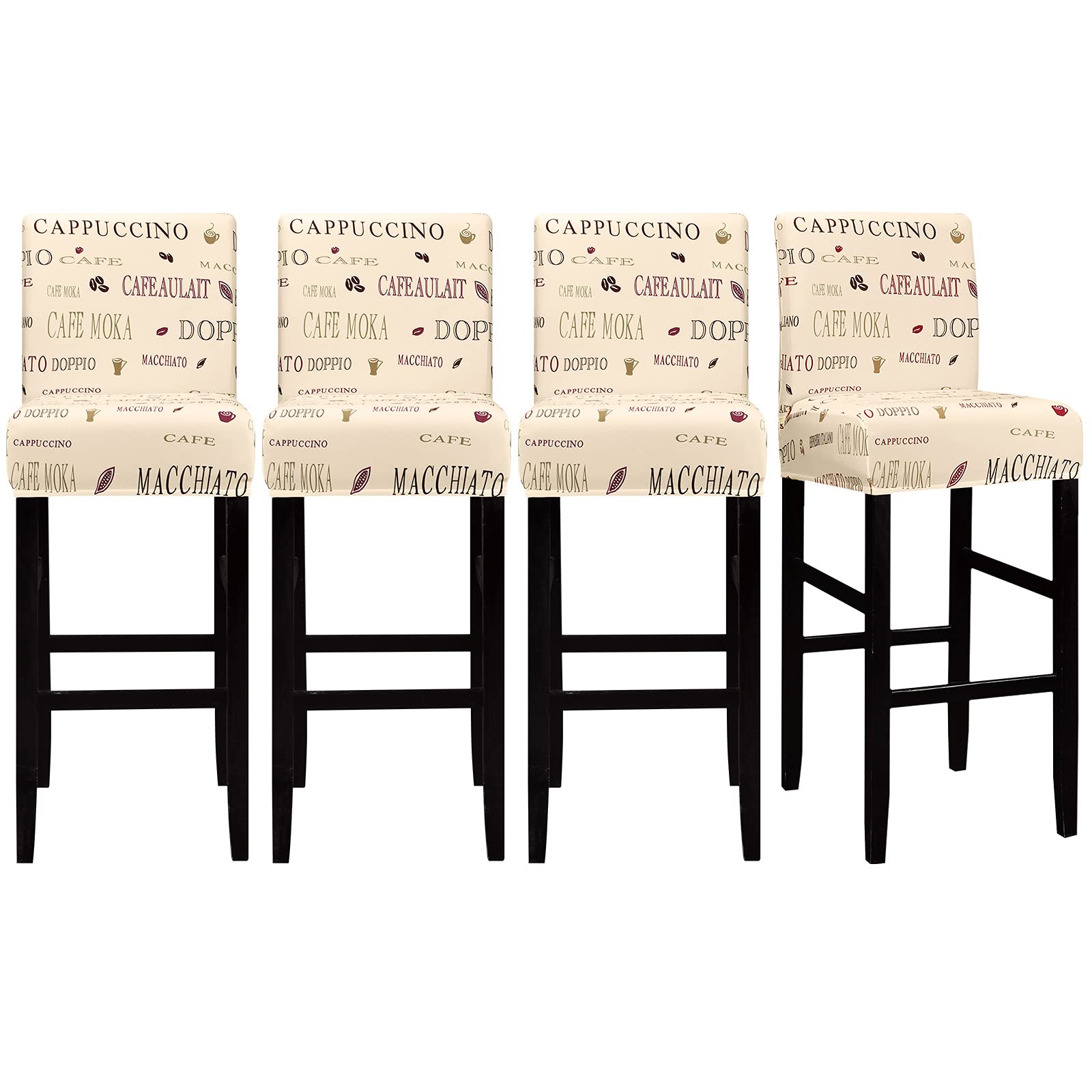 Stretch Jacquard Bar Stool Covers 4 Pack - Elastic Slipcovers for Counter Height Swivel Chairs, Dining Side Chairs - Decorative Pattern (056K) - Perfect for Kitchen, Bar, Restaurant & Home Decor