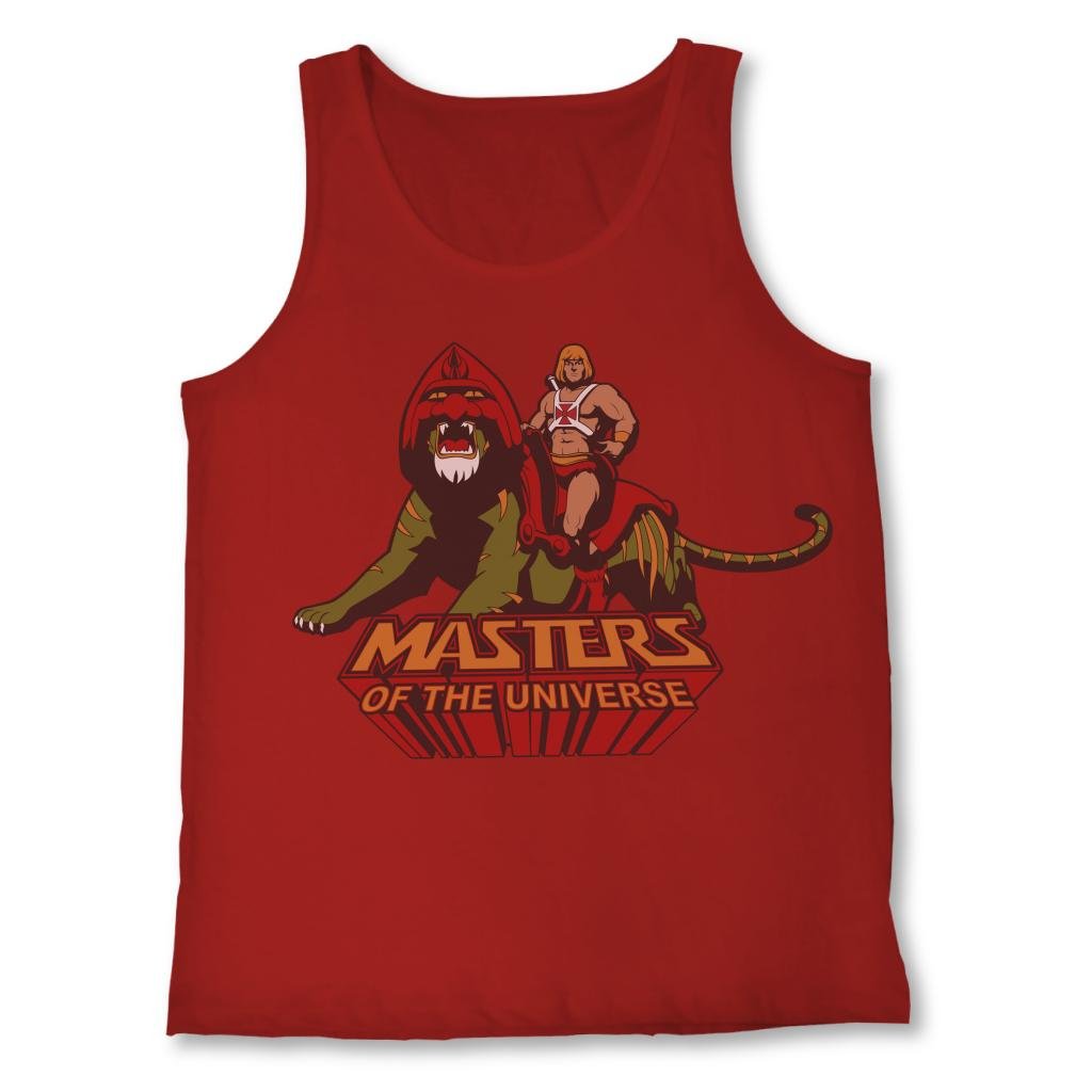 He-Man Ride Into Battle Men's Red Tank Top - Vintage 80s Cartoon Graphic Tee for Fans, Casual Wear & Cosplay