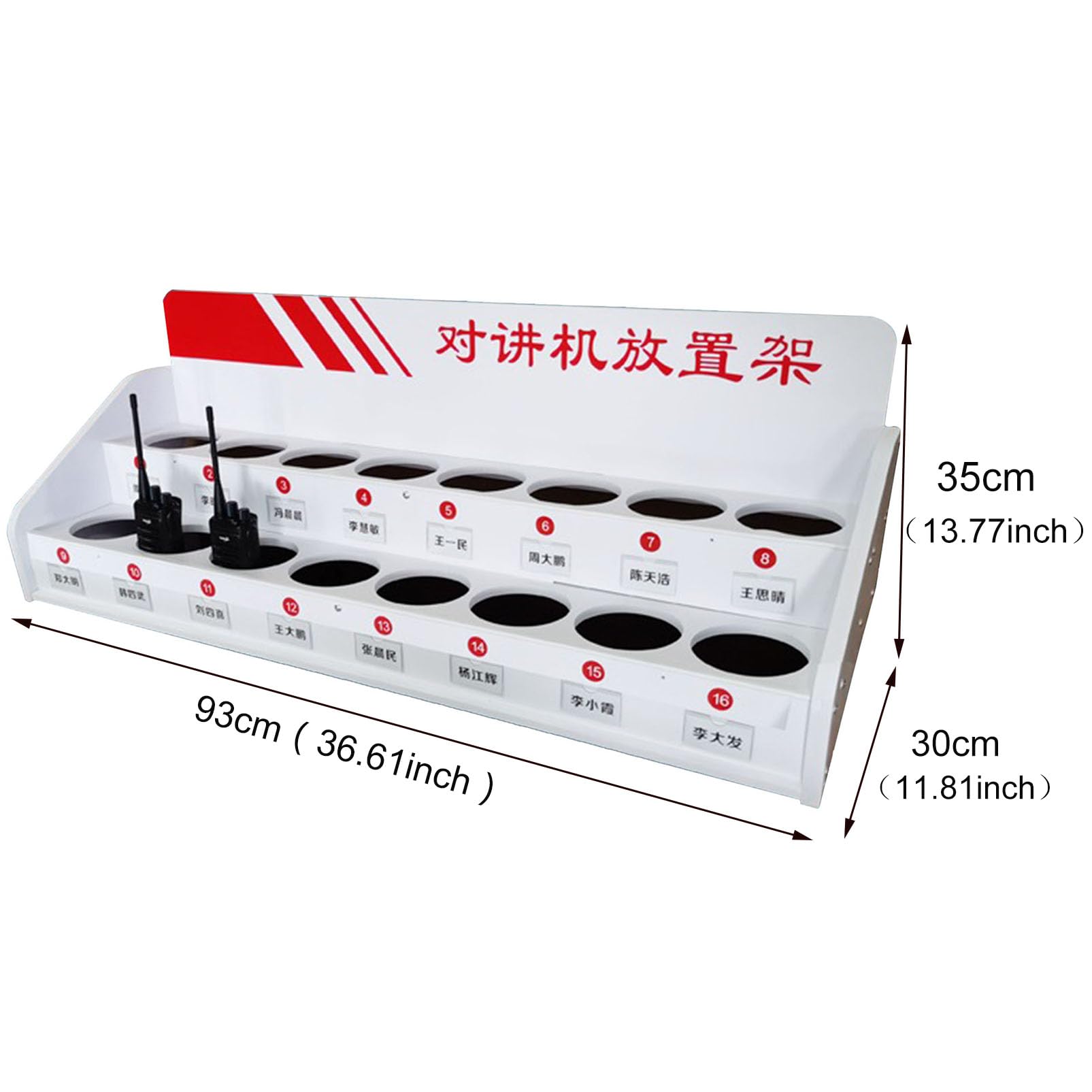 Universal Walkie Talkie Holder & Radio Storage Box - 2-Way Radio Organizer with Multi Grids for Desk, Speaker & Mic Bracket - Perfect for Office, Warehouse, Security & Outdoor Communication