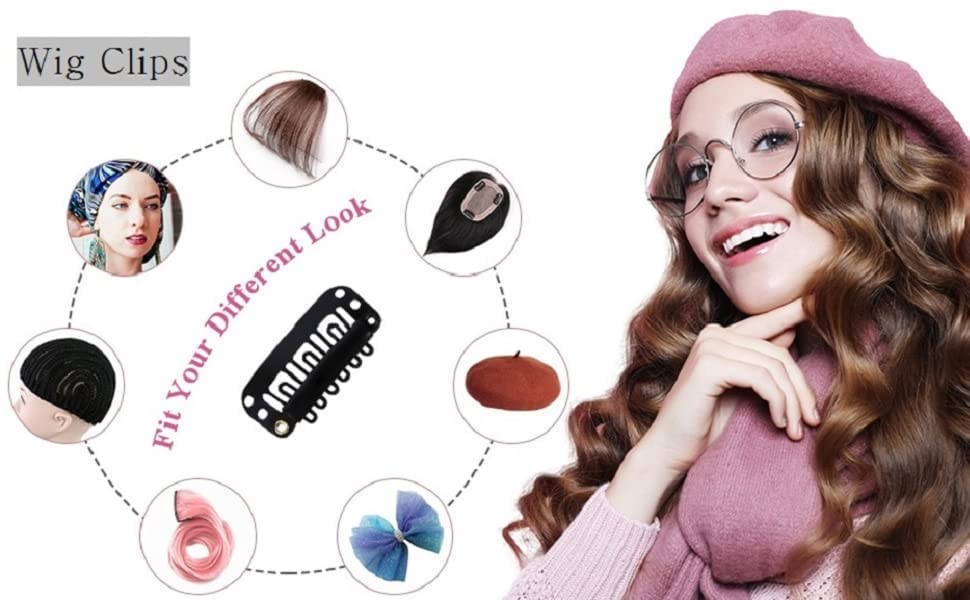 OSEN 12-Piece Hair Patch Clips for Secure Wig Attachment - Black Hair Clips for Men & Women - Perfect for Cosplay, Hair Extensions & Daily Styling