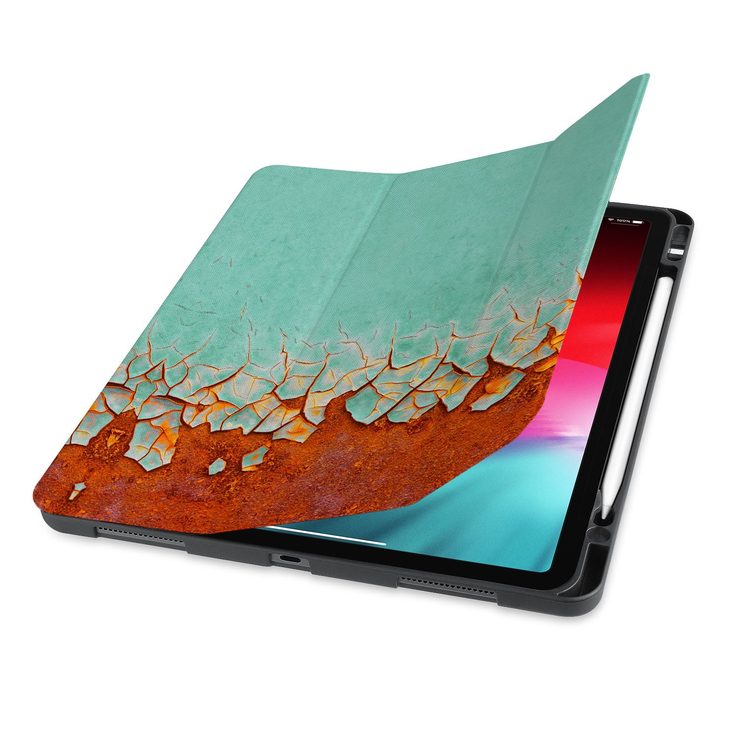 Premium iPad Trifold Case with Rusted Metal Finish - Slim Protective Cover for iPad Air/Pro (6th/5th/4th/3rd Gen) - Perfect for Work, Travel & Everyday Use