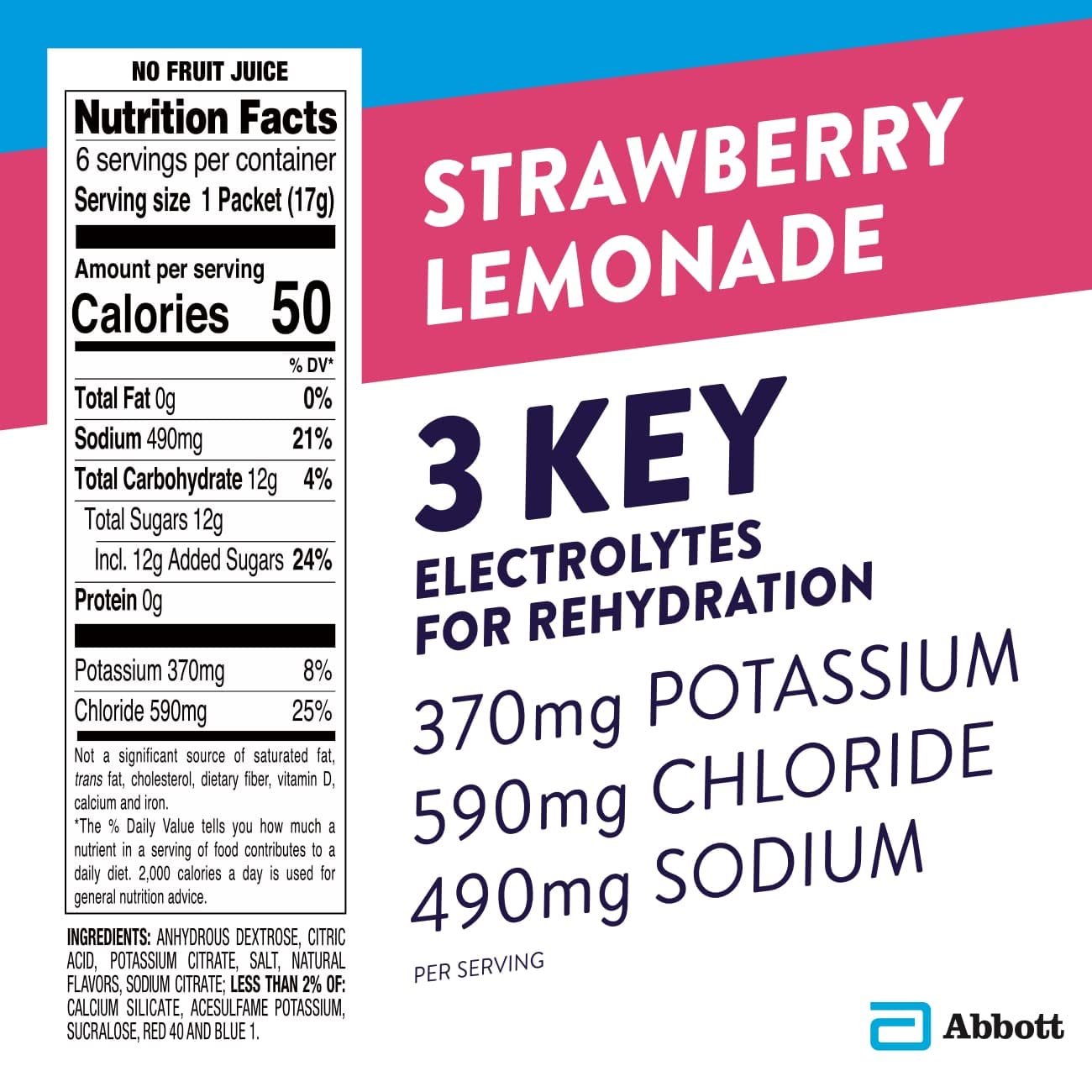 Pedialyte Electrolyte Powder Packets - Strawberry Lemonade Flavor, 100 Single-Serve Packets | Rapid Hydration for Kids & Adults | Perfect for Travel, Sports & Recovery
