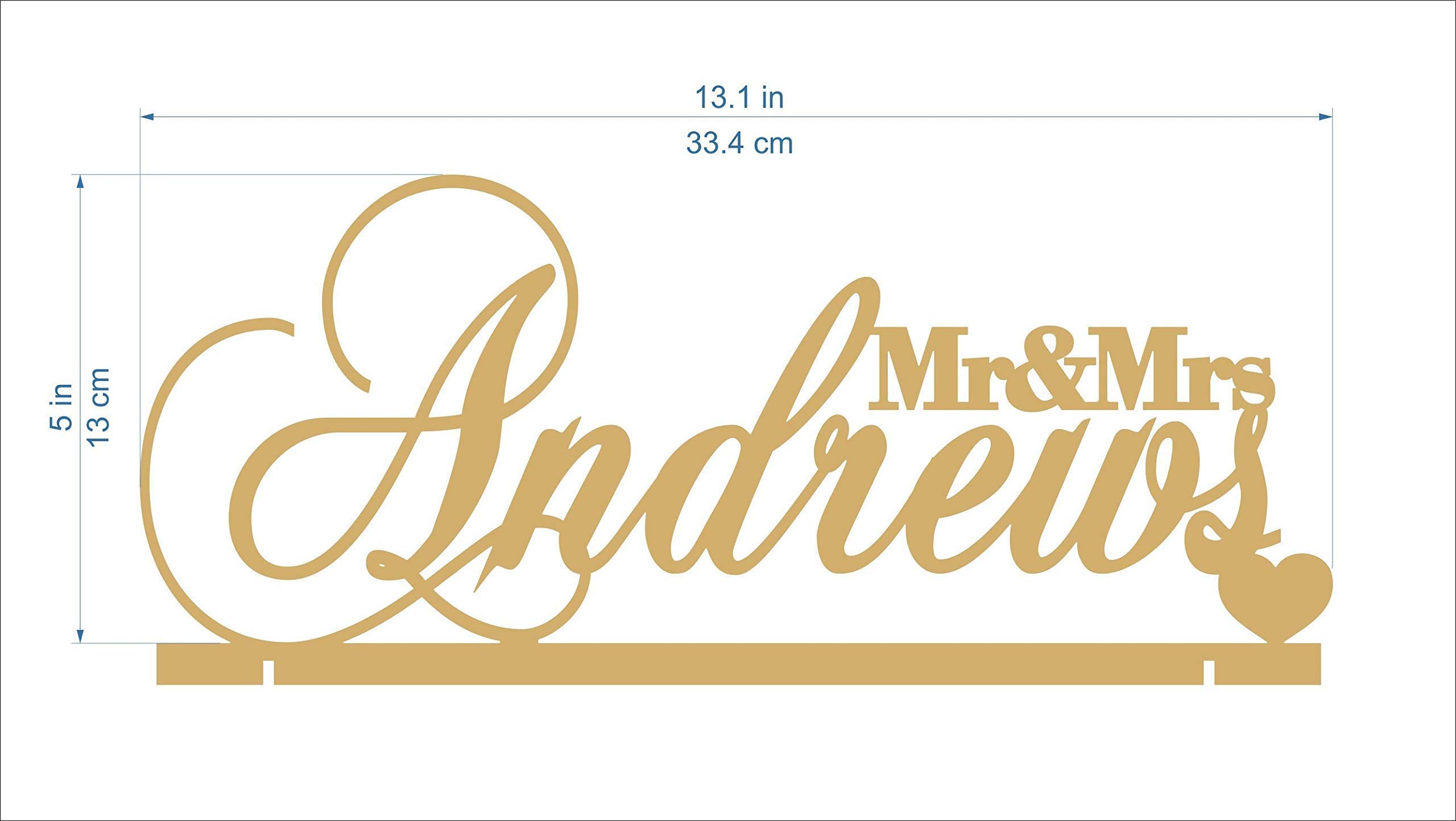 Personalized Mr & Mrs Wedding Sign with Heart - Custom Last Name Sweetheart Table Centerpiece for Wedding Reception, Anniversary Party & Romantic Decor