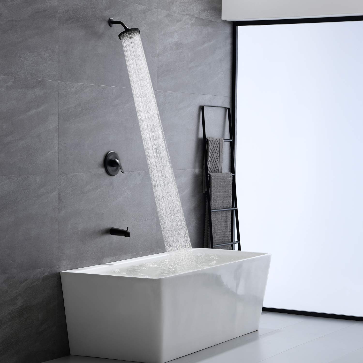 Gabrylly 2-Way Brass Rough-In Shower Mixer Valve with Diverter - Matte Black Single Handle Tub Shower Faucet Body & Trim Kit | Perfect for Bathroom Renovation & Modern Shower Installations