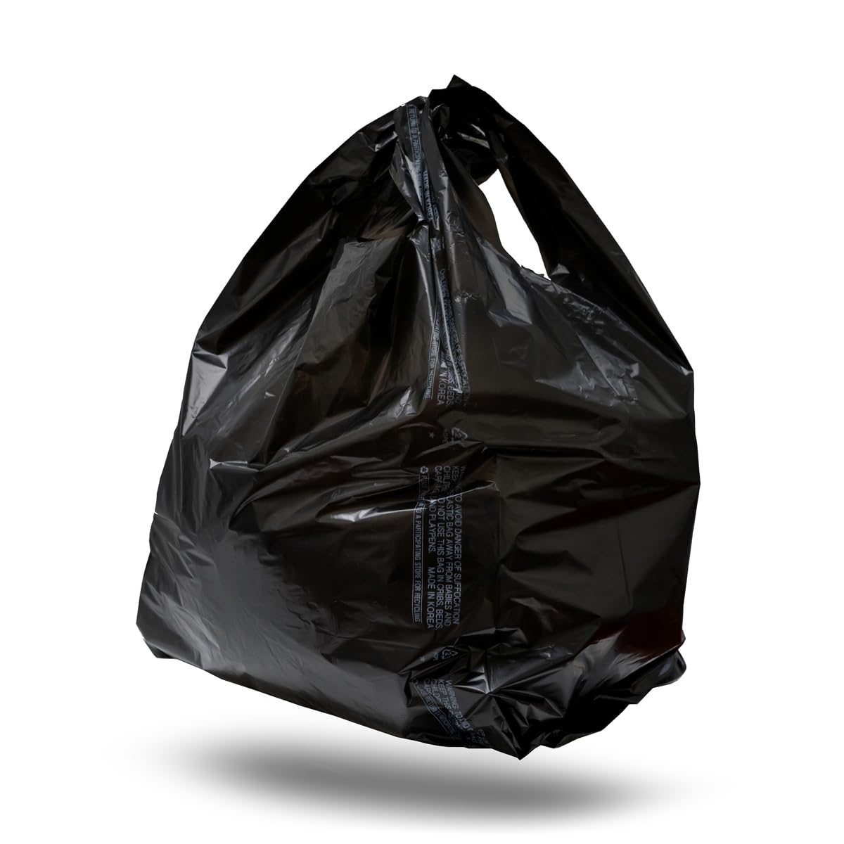 400 Count Large Black Embossed T-Shirt Bags 12x7x22 Inches - 17 Micron Heavy Duty Plastic Grocery Bags with Handles for Retail, Bulk Shopping & Storage
