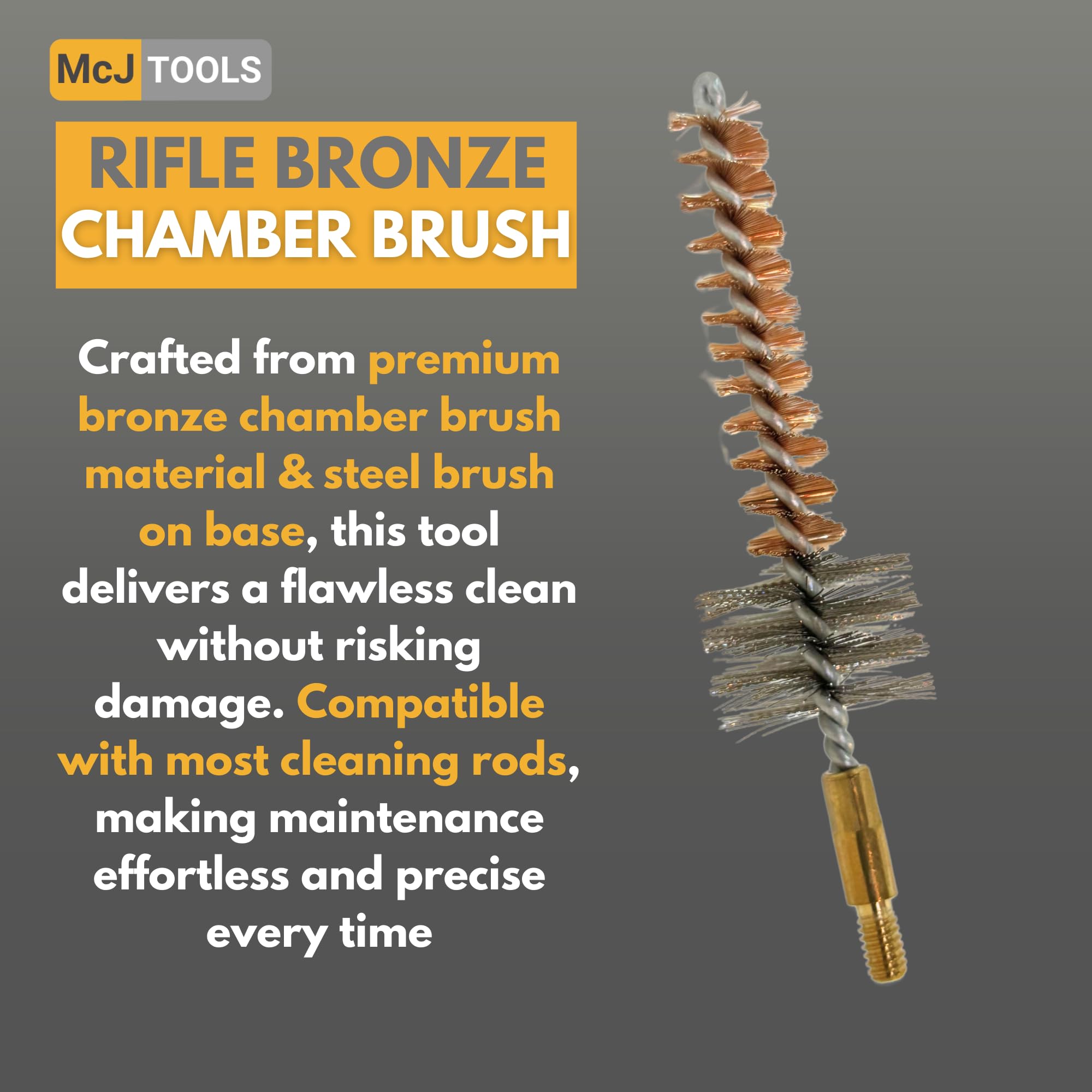 Premium Bronze Gun Cleaning Brushes 10-Pack - 7.62mm/.308Cal for Rifle Chamber Cleaning & Maintenance