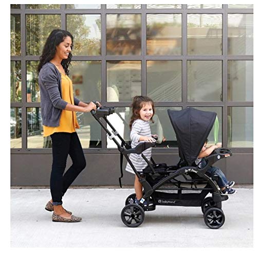 Baby Trend Sit N' Stand Double Stroller - Lightweight Tandem Stroller for 2 Kids with Adjustable Seats & Canopy, Onyx Black | Perfect for Twins, Siblings or Toddlers - Ideal for Shopping, Travel & Daily Walks