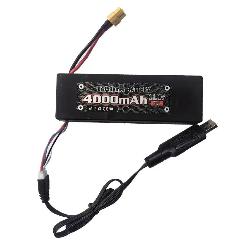MJX 3S 30C 11.1V 4000mAh LiPo Battery with XT60 Connector - Compatible with MJX 10208 V2 & H8H RC Cars - High Performance Power for Long Run Times and Intense Racing
