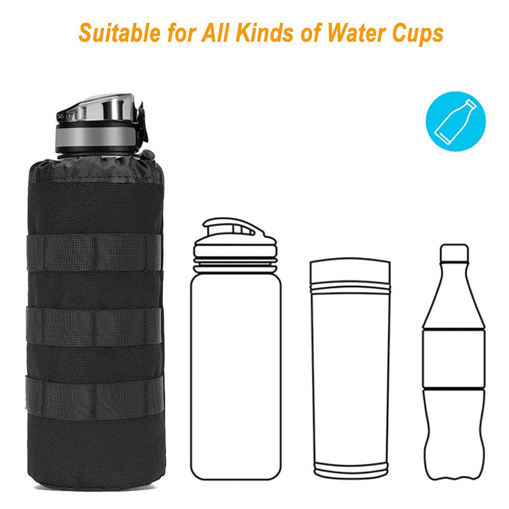 Upgraded 1000D Nylon MOLLE Water Bottle Pouch - Durable Drawstring Mesh Bottom Holder for Backpack, Running, Hiking & Outdoor Camping Gear | Perfect for Tactical Backpacks, Military Use & Adventure Sports