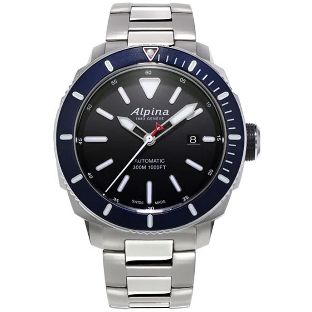 ALPINA SEASTRONG DIVER 300 AL 525LBN4V6B Men's Automatic Dive Watch - 300M Water Resistant, Stainless Steel Case, Swiss Movement for Scuba Diving & Outdoor Adventures