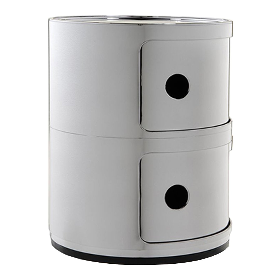 Componibili Round 2-Door Storage Tower - Modern Modular Cabinet for Bedroom, Living Room & Office Organization