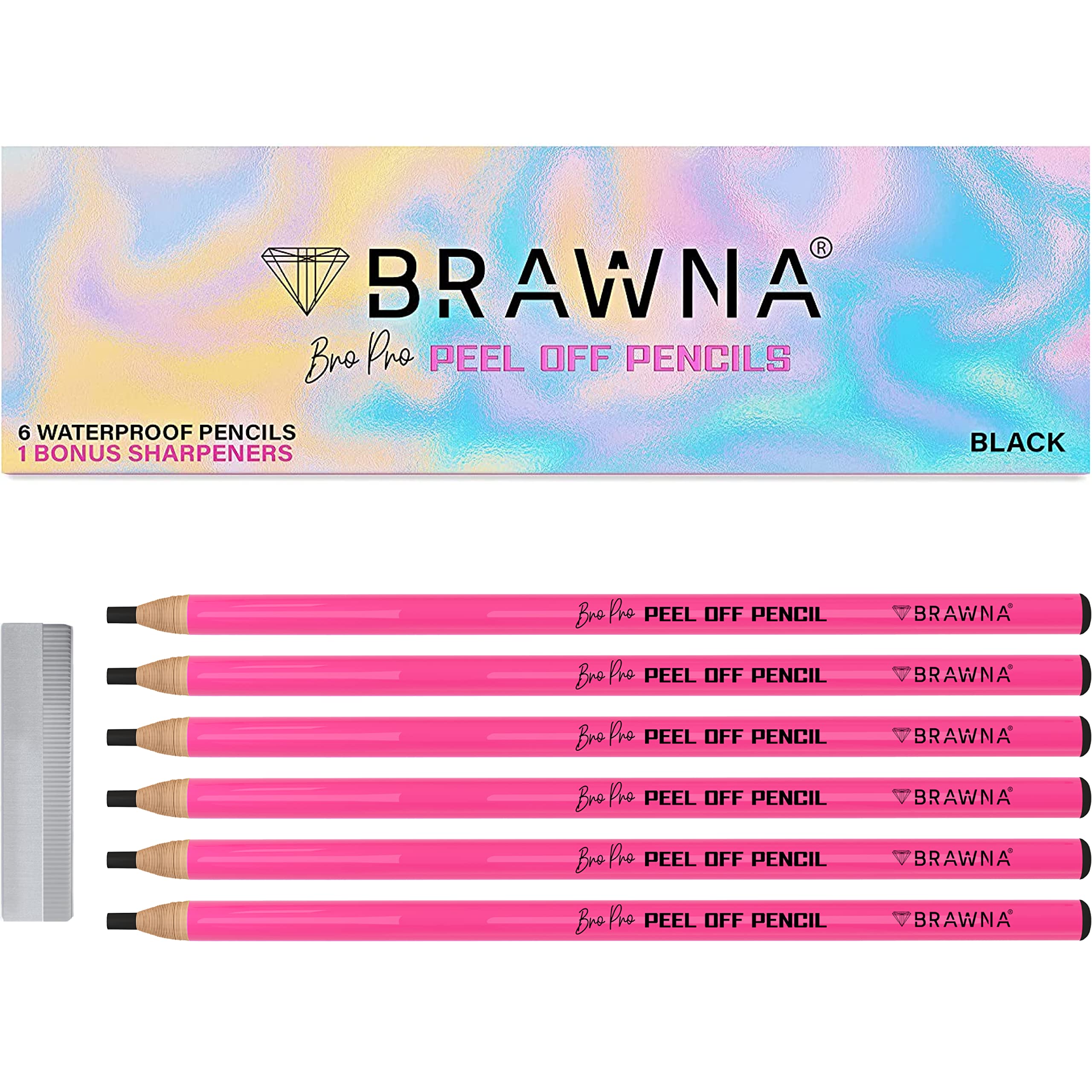 BRAWNA 6 Pcs Brow Pencil Set - Waterproof Eyebrow Mapping for Microblading & PMU - Perfect for Salon & Home Use