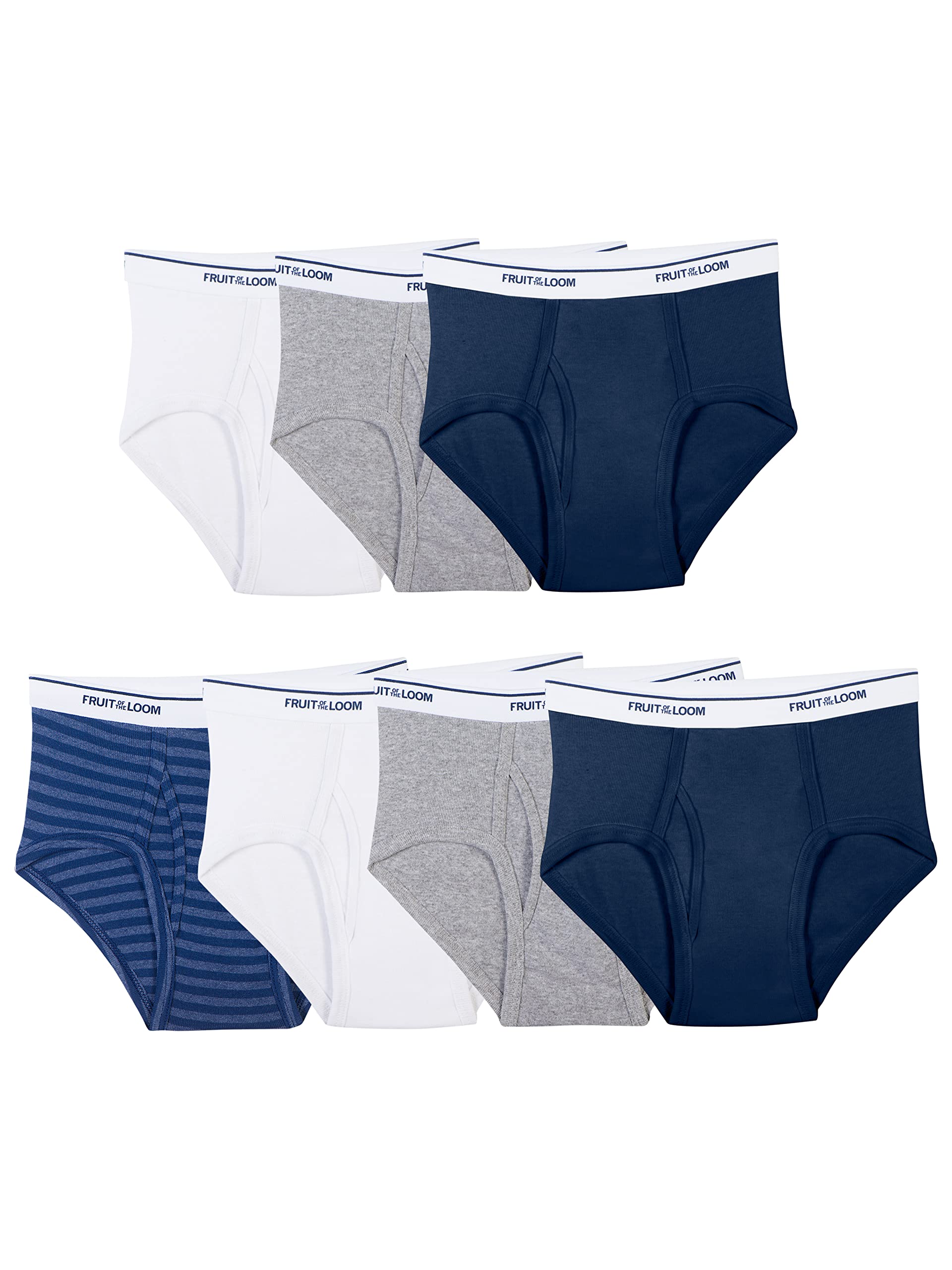 Fruit of the Loom Boys' Tag Free 100% Cotton Underwear Briefs Multipack - Soft Comfortable Kids Underwear for School & Play (Assorted Colors)
