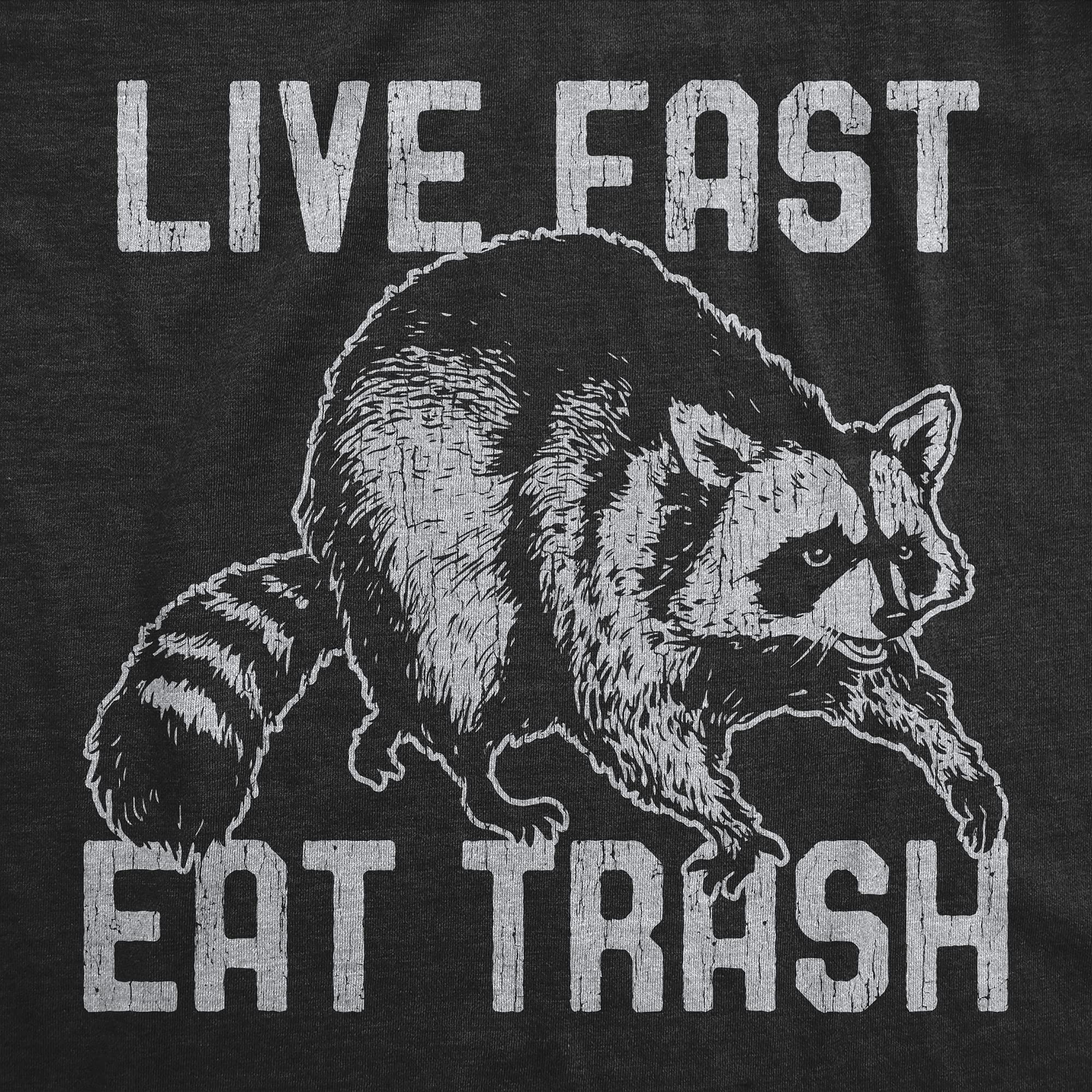 Funny Raccoon Graphic T-Shirt for Men - Live Fast Eat Trash Novelty Tee - Perfect for Casual Wear, Gifts & Animal Lovers