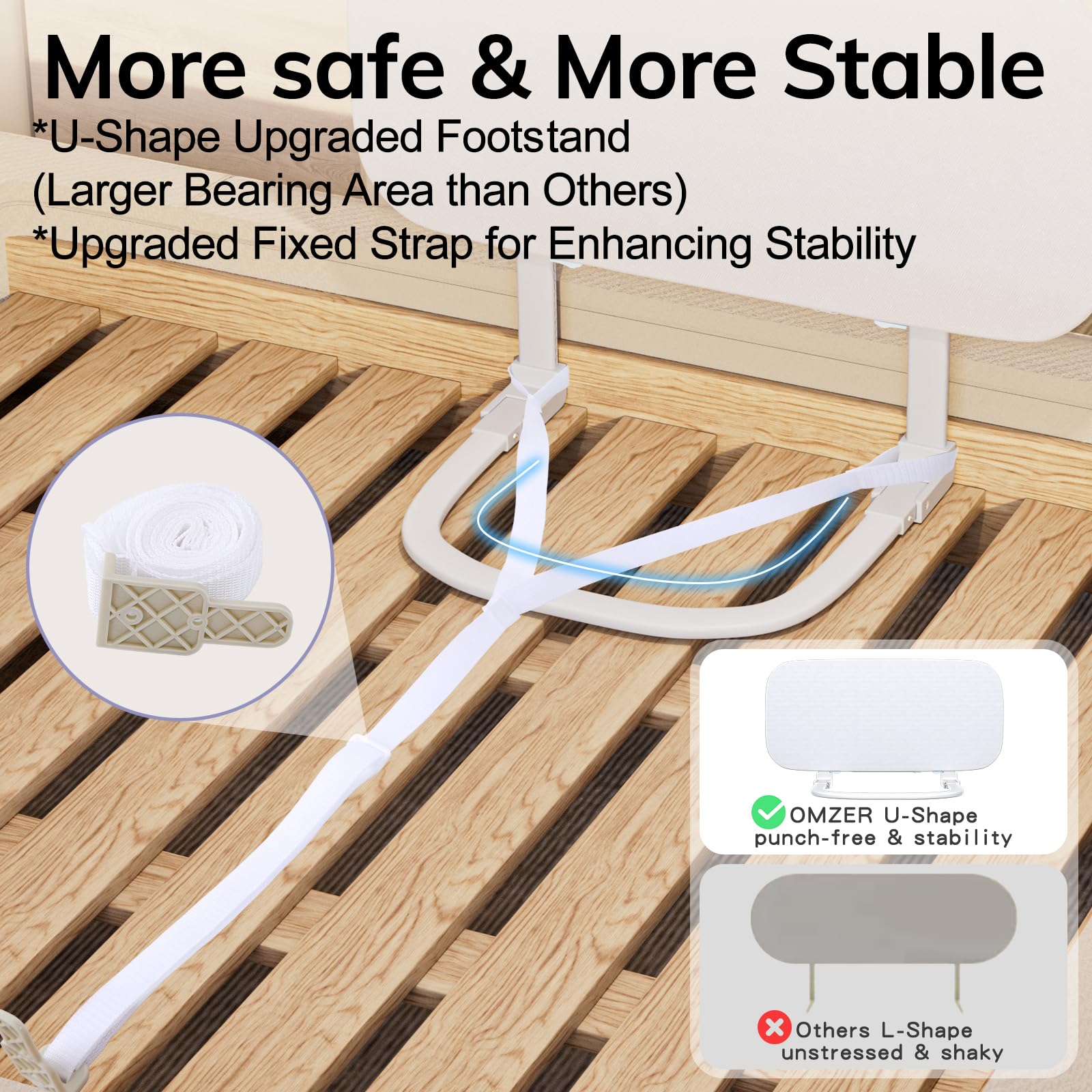 Omzer Foldable Travel Bed Rails for Toddlers & Elderly - No Drill Safety Rail Guard, Adjustable Height for Crib, Twin, Queen, Full & King Size Bunk Beds (32 Inch) - Perfect for Home, Travel & Hotel Use