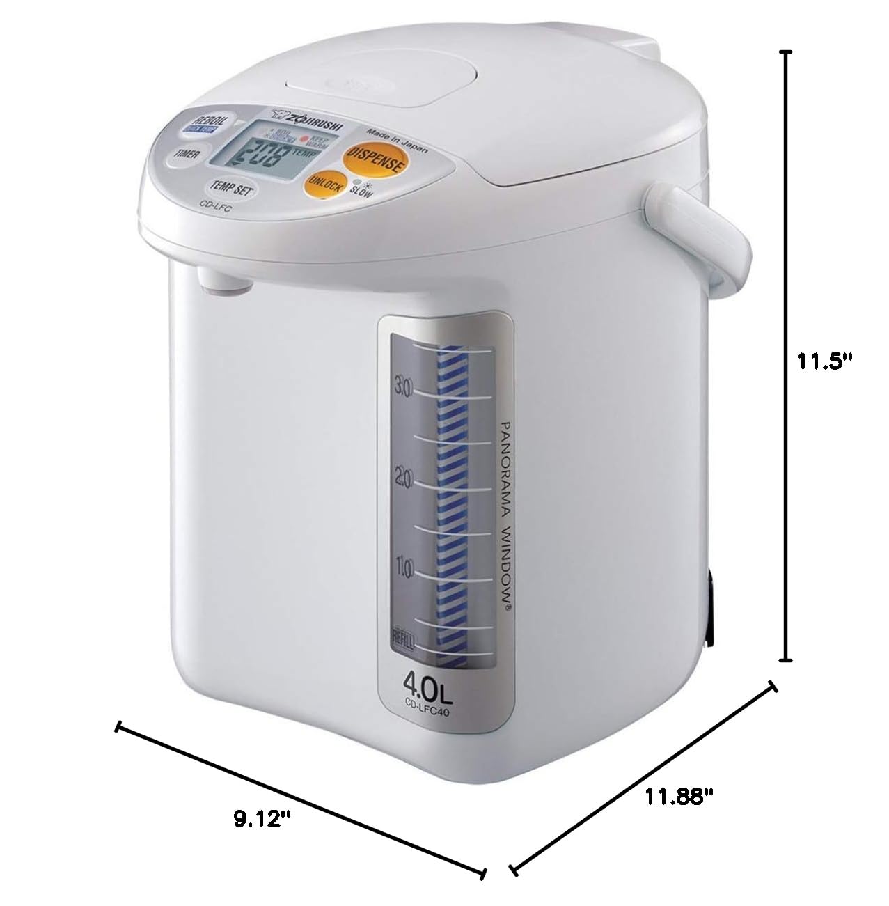 Zojirushi CD-LFC40 Panorama Window Micom Electric Water Boiler & Warmer, 4.0L (135 oz) Capacity, White - Perfect for Home, Office & Tea Ceremonies