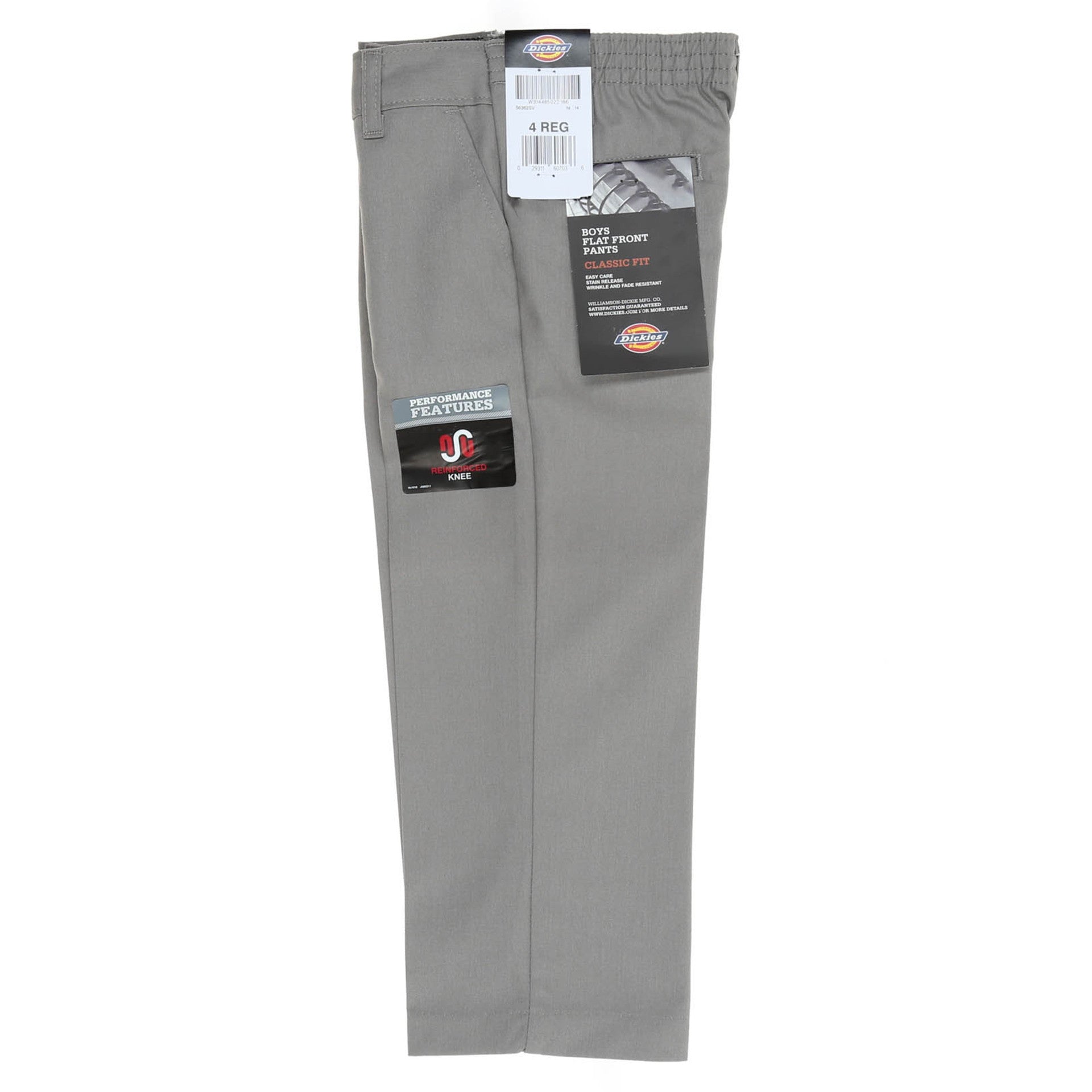 Dickies Boys' Flat Front Pants (Size 4-7) - Silver | Durable School Uniform & Casual Wear for Kids