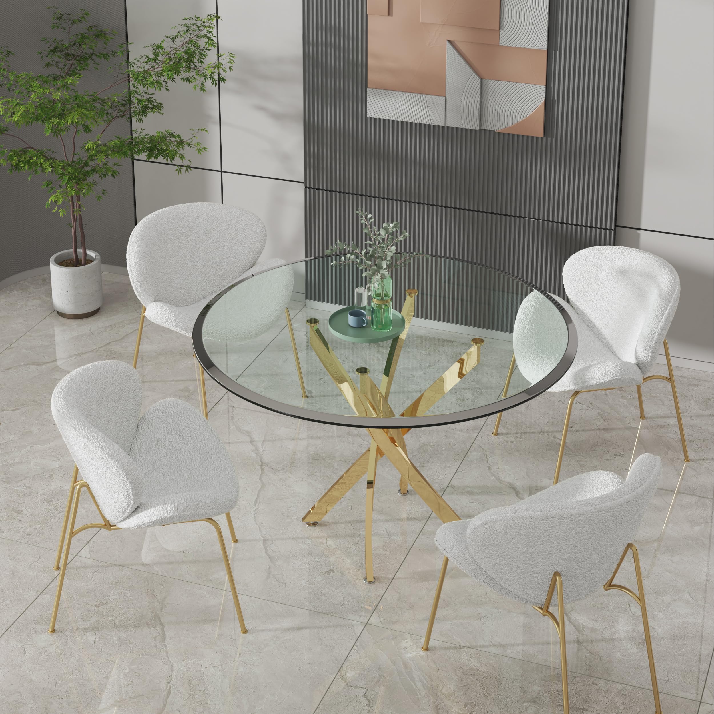 2 Pack Velvet Dining Chairs with Golden Legs - Modern Side Chairs, Curved Back Vanity Chair & Comfortable Reading Chair for Bedroom, Living Room, Kitchen - Perfect for Dining, Lounging & Home Decor