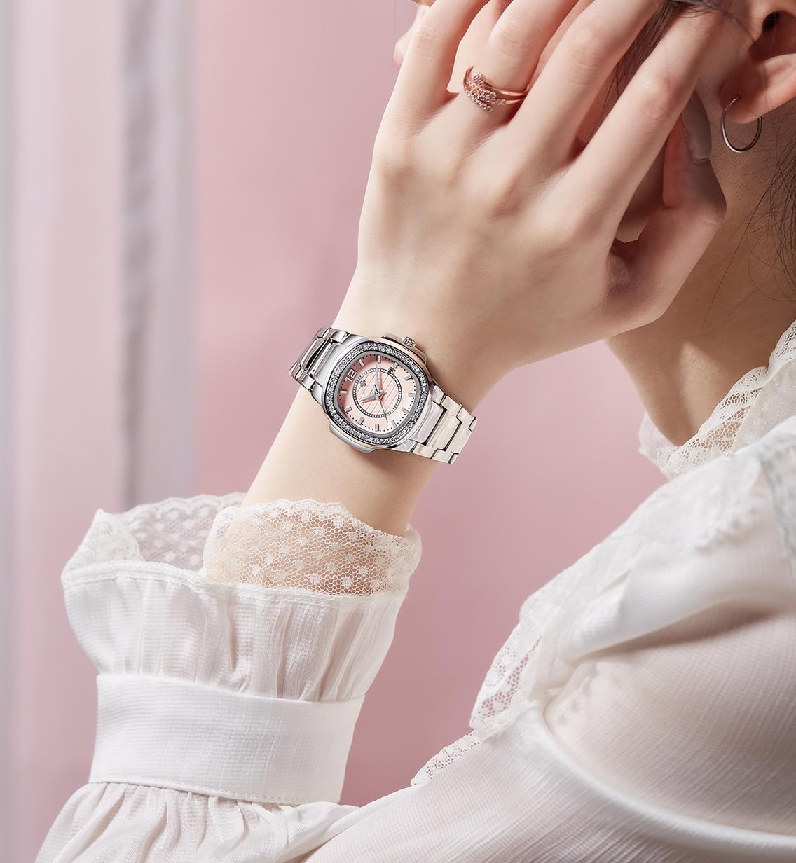 Elegant Women's Watches - Fashion Square Dial Stainless Steel Waterproof Date Diamond Ladies Dress Wristwatch | Perfect Gift for Professional Women | Waterproof Watch for Daily Use & Special Occasions | Ideal for Office Wear, Business Meetings, Date Nights, Weddings & Cocktail Parties | Versatile for Professional, Formal & Everyday Fashion | Great for Work, Dating, Anniversaries & Evening Events
