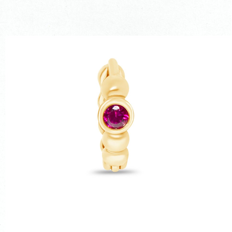 14k Yellow Gold Ruby Beaded Hoop Earrings for Women - Elegant Dangle Jewelry for Parties, Weddings & Special Occasions