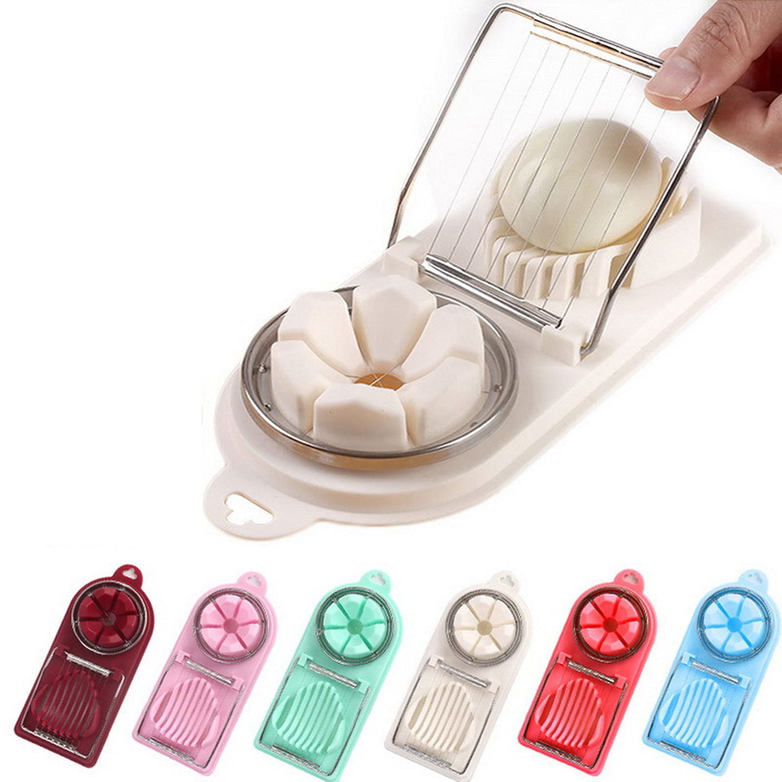 GJWEYI 2-in-1 Multifunctional Kitchen Egg Slicer & Cutter with Flower Edges - Perfect for Salad Garnish, Fruit Plating, and Meal Prep (Random Color)