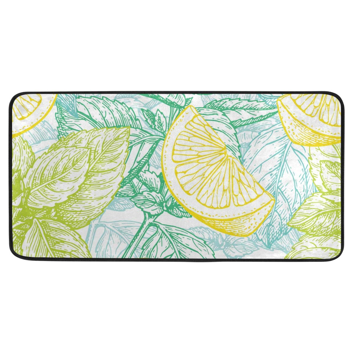 Non-Slip Doormat with Lemon Leaf Design - Waterproof Entryway Rug for Front Door, Kitchen, Bedroom & Indoor Home Decor - Perfect for High Traffic Areas & Mudrooms
