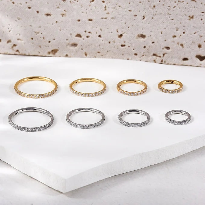 16G Titanium CZ Edge Seamless Hoop Ring | Hypoallergenic Body Jewelry for Cartilage, Helix & Tragus Piercings | Perfect for Everyday Wear & Special Occasions