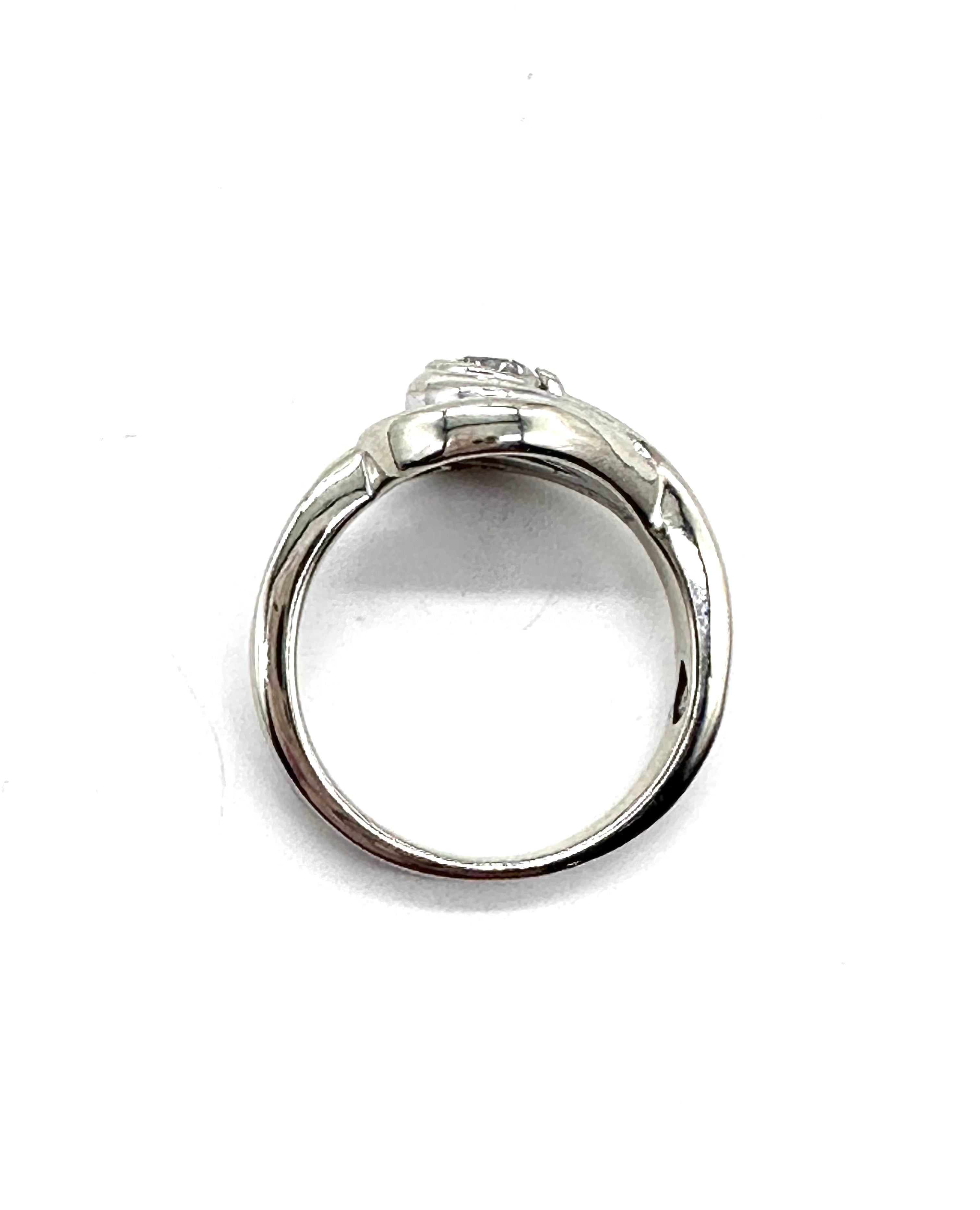 Exquisite Double Loop Diamond Ring for Women - 14K White Gold Wedding Band, Anniversary Gift, Stackable Ring for Everyday Elegance - Perfect for Engagement, Proposal & Special Occasions