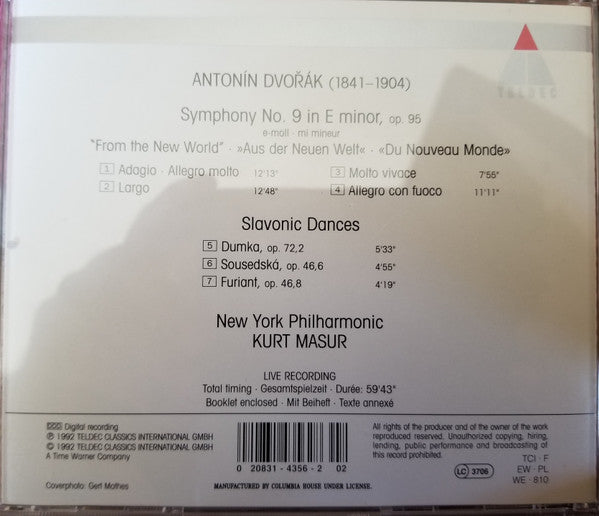 Antonín Dvořák Symphony No. 9 & Slavonic Dances CD - New York Philharmonic, Kurt Masur (NM/M Condition) - Perfect for Classical Music Lovers & Audiophiles