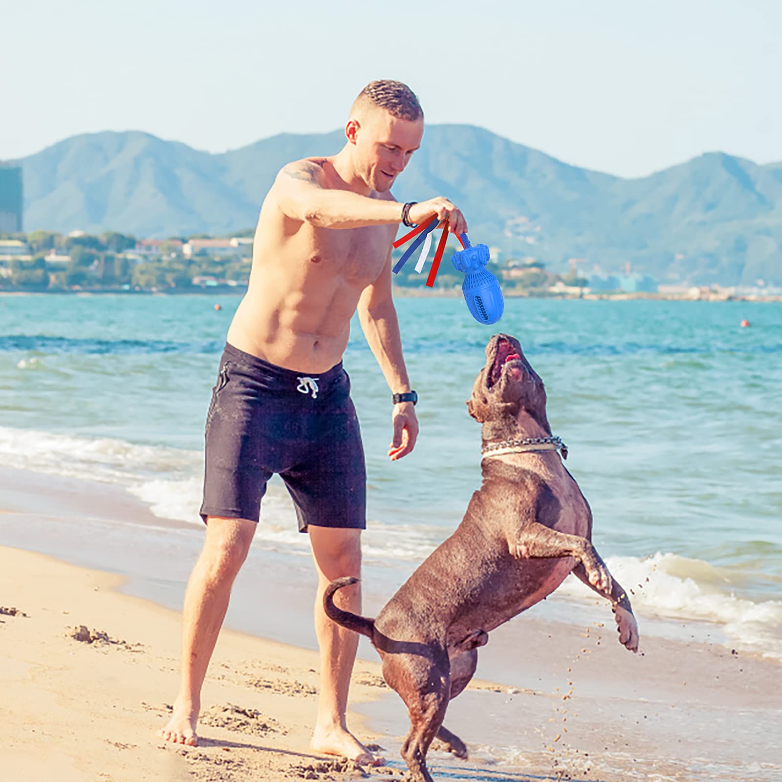 Indestructible Dog Chew Toy for Aggressive Chewers - Tough Natural Rubber Chewing Toy for Medium & Large Dogs - Non-Toxic, Interactive Pet Toy (Blue) - Perfect for Playtime, Training & Anxiety Relief