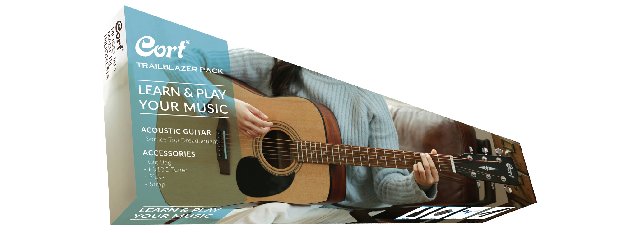 Cort CAP810 OP Acoustic Guitar Package with Gig Bag, Tuner & Accessories - Perfect for Beginners, Students & Live Performances