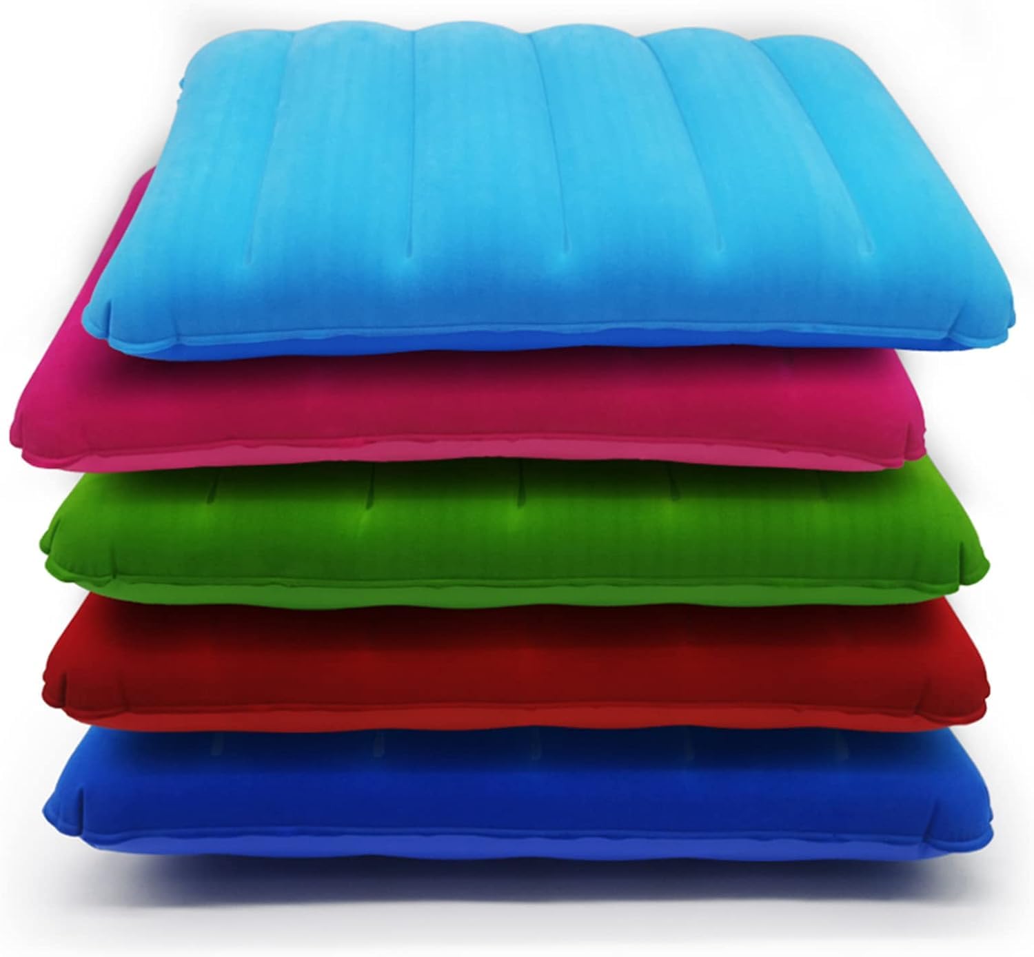 Ultra Soft Velvet Inflatable Travel Pillow for Neck Support - Lightweight & Portable Air Pillow for Sleeping on Airplanes, Trains, Cars - Perfect Travel Gift for Kids & Adults (Blue) - Ideal for Long Flights, Road Trips & Camping Comfort