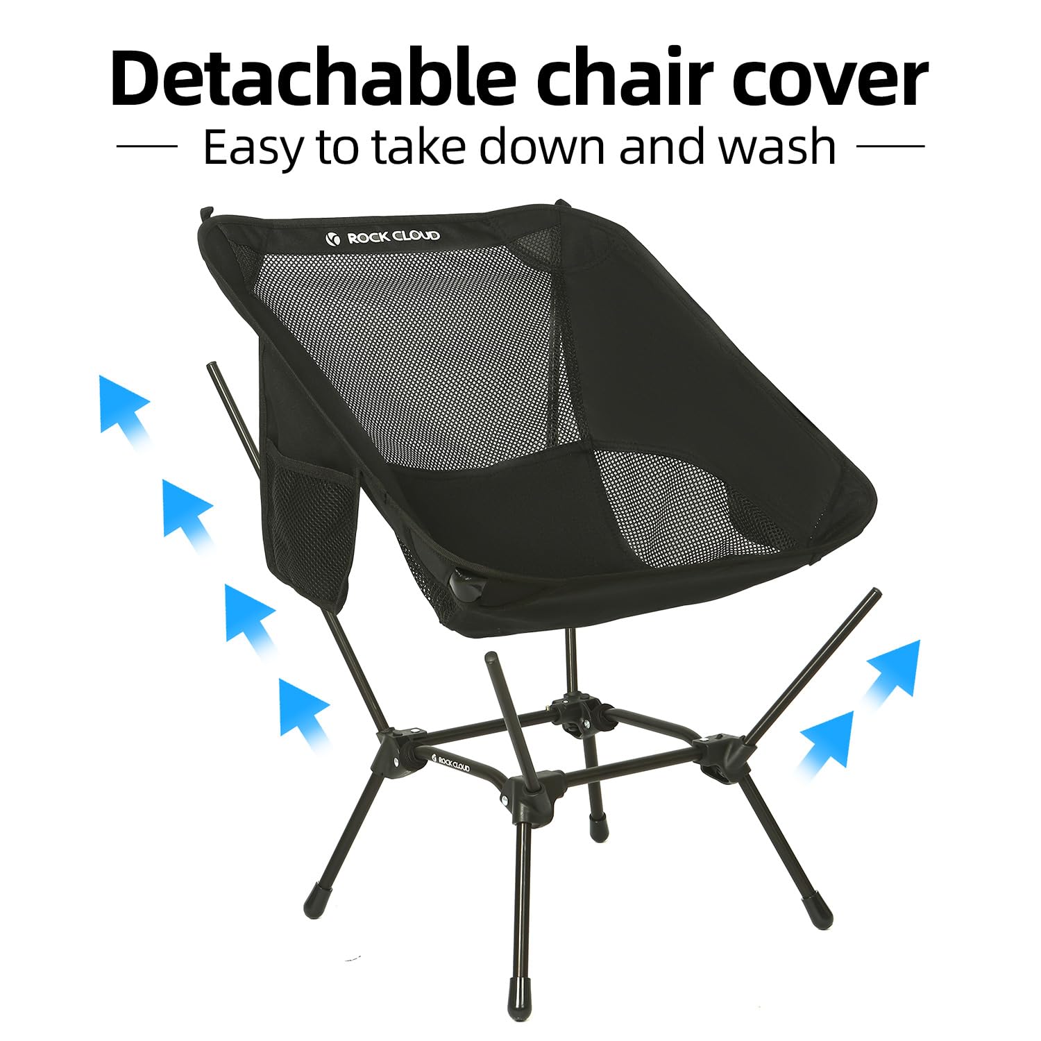 ROCK CLOUD Ultralight Portable Folding Camping Chair - Compact Outdoor Chair for Camping, Hiking, Backpacking, Beach, Lawn, Sports & Picnics (Black) - Perfect for Backyard BBQs, Tailgating & Outdoor Adventures