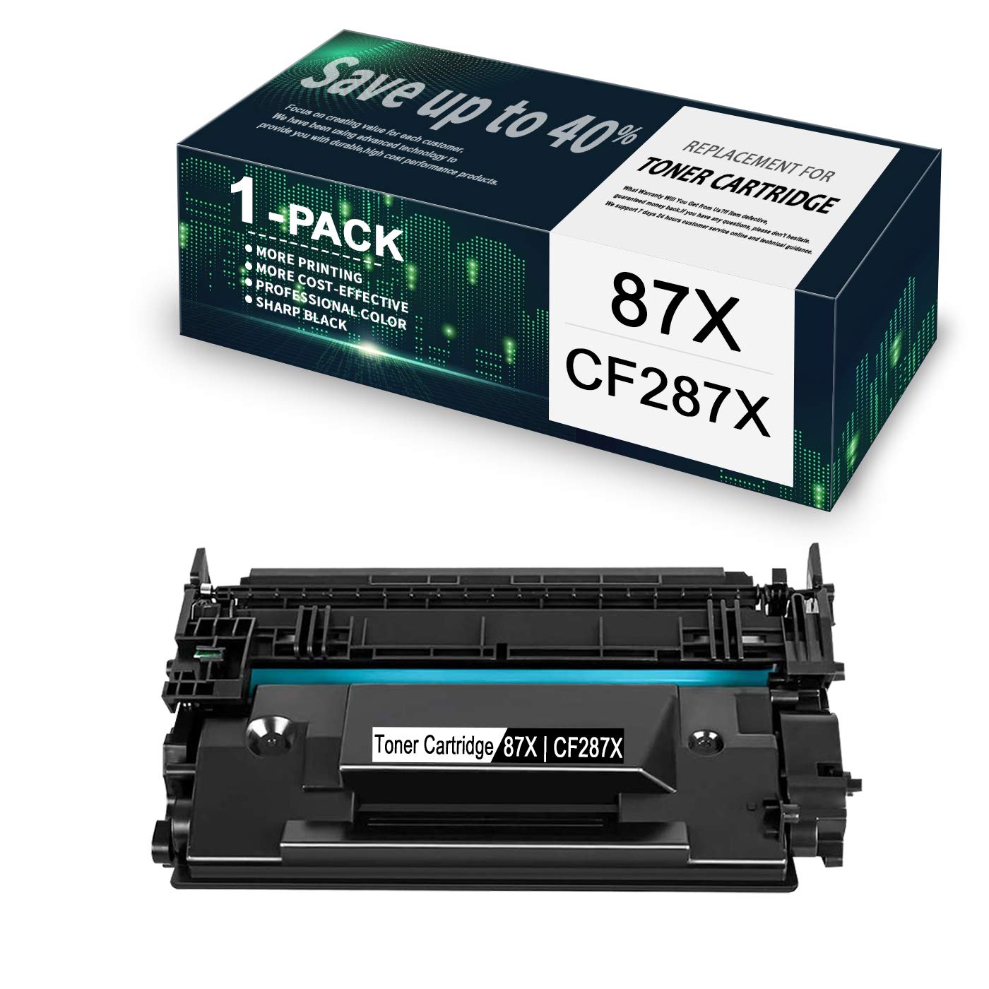 1-Pack Black 87X | CF287X Compatible Toner Cartridge Replacement for HP Managed M506xm M501dn M506n M506dn M527z M527c M506dnm M527dn M501n M527f Printer - High Yield Printing for Office & Home Use