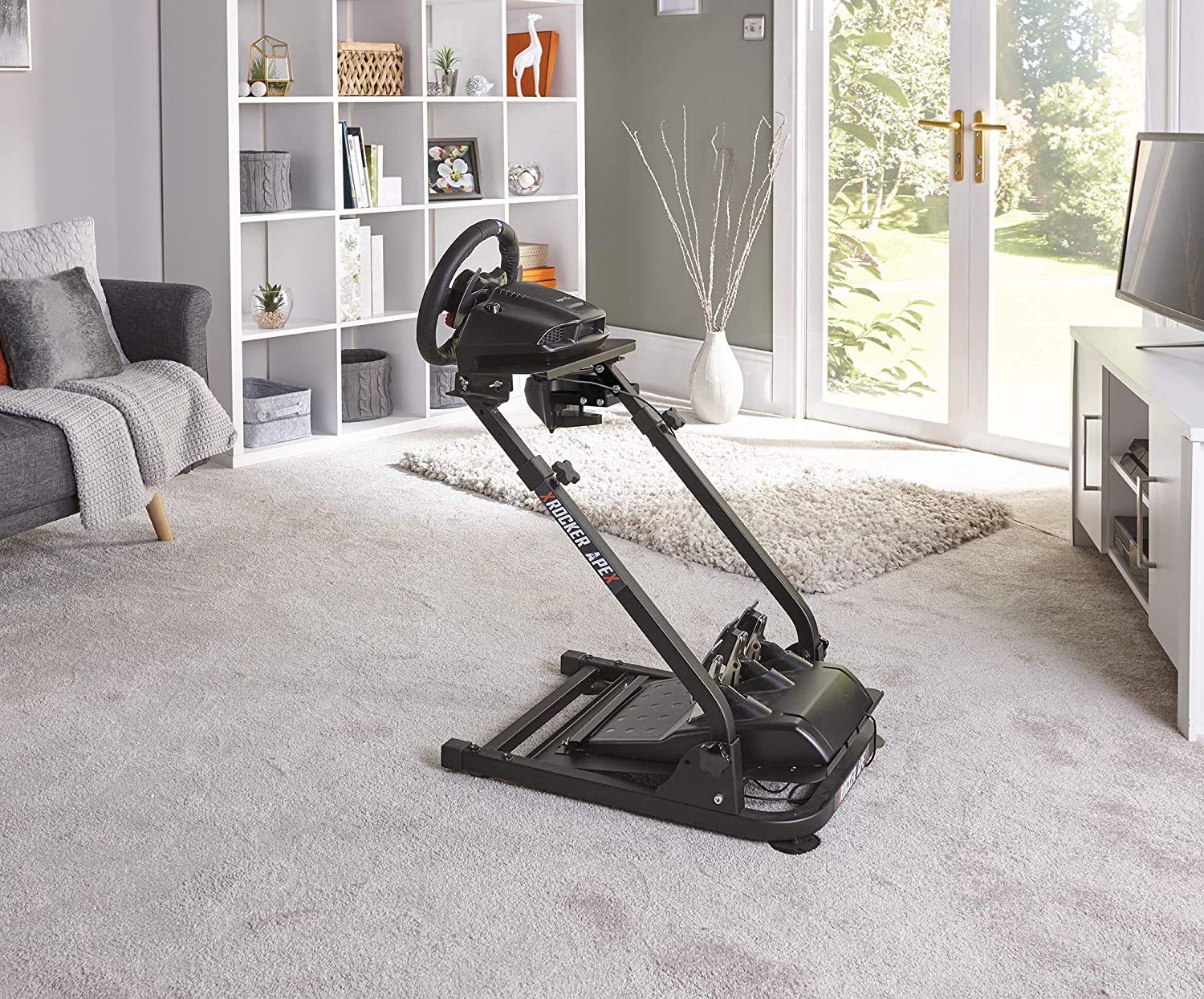 X-ROCKER Racing Wheel Stand - Adjustable Gaming Steering Wheel Stand with Gear Shifter for PS5, PS4, Xbox & PC - Perfect for Simulation Racing Games Like Forza & Gran Turismo