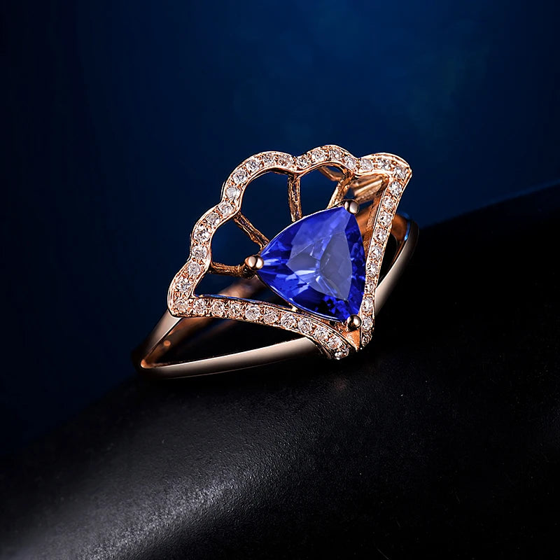 14KT Rose Gold Tanzanite Flower Ring with Diamonds - 7x7mm Gemstone Jewelry for Women, Perfect Wedding Gift, Anniversary & Special Occasions