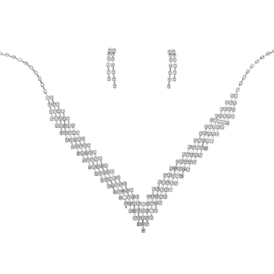 YBSHIN Bridal Silver Jewelry Set - Rhinestone Crystal Necklace for Wedding Bride & Bridesmaids | Elegant Butterfly Jewelry Set for Women & Girls | Perfect for Weddings, Proms, and Special Occasions