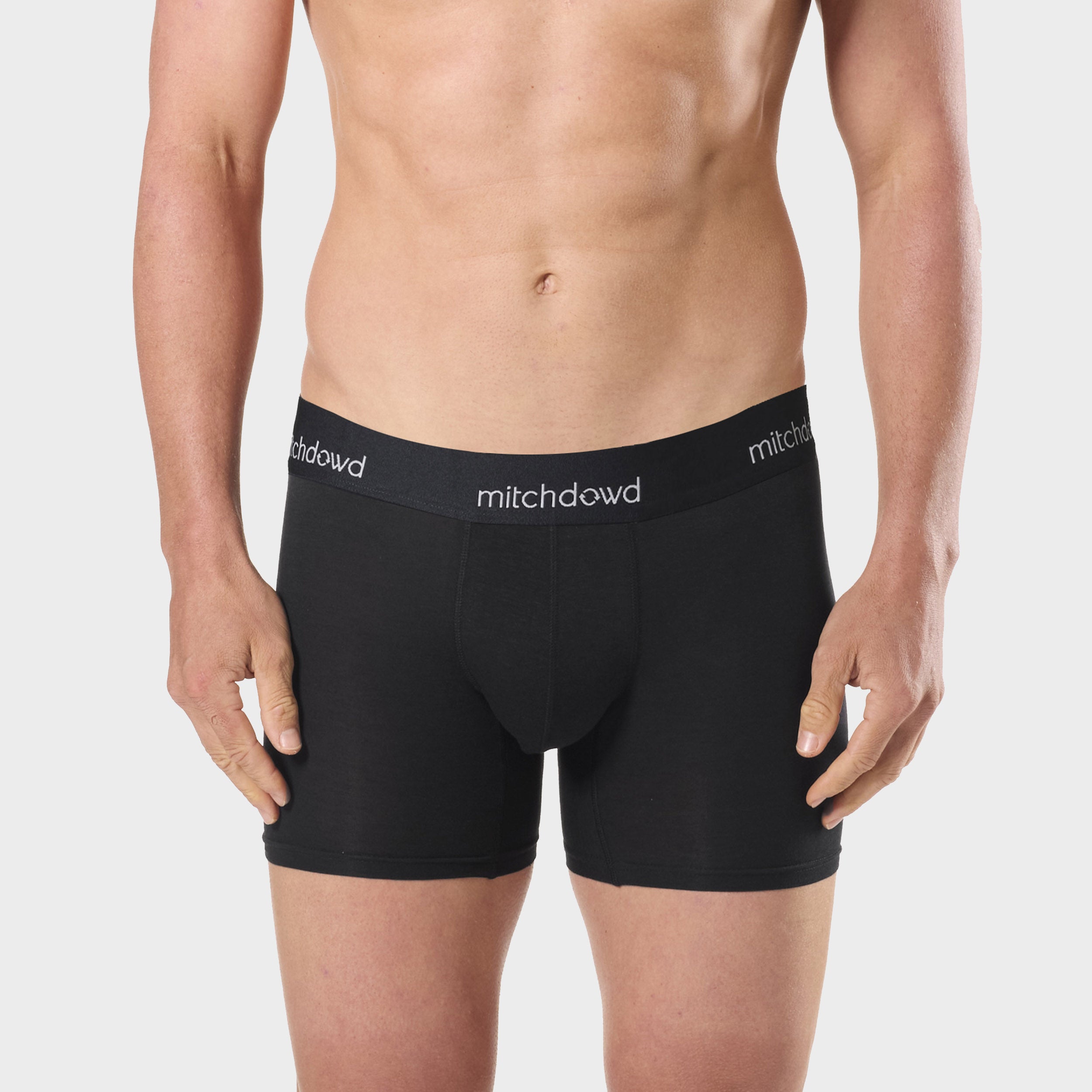 Men's Stretch Cotton Comfort Long Leg Trunks 3-Pack - Soft Breathable Underwear for Everyday Wear & Active Lifestyles - Black