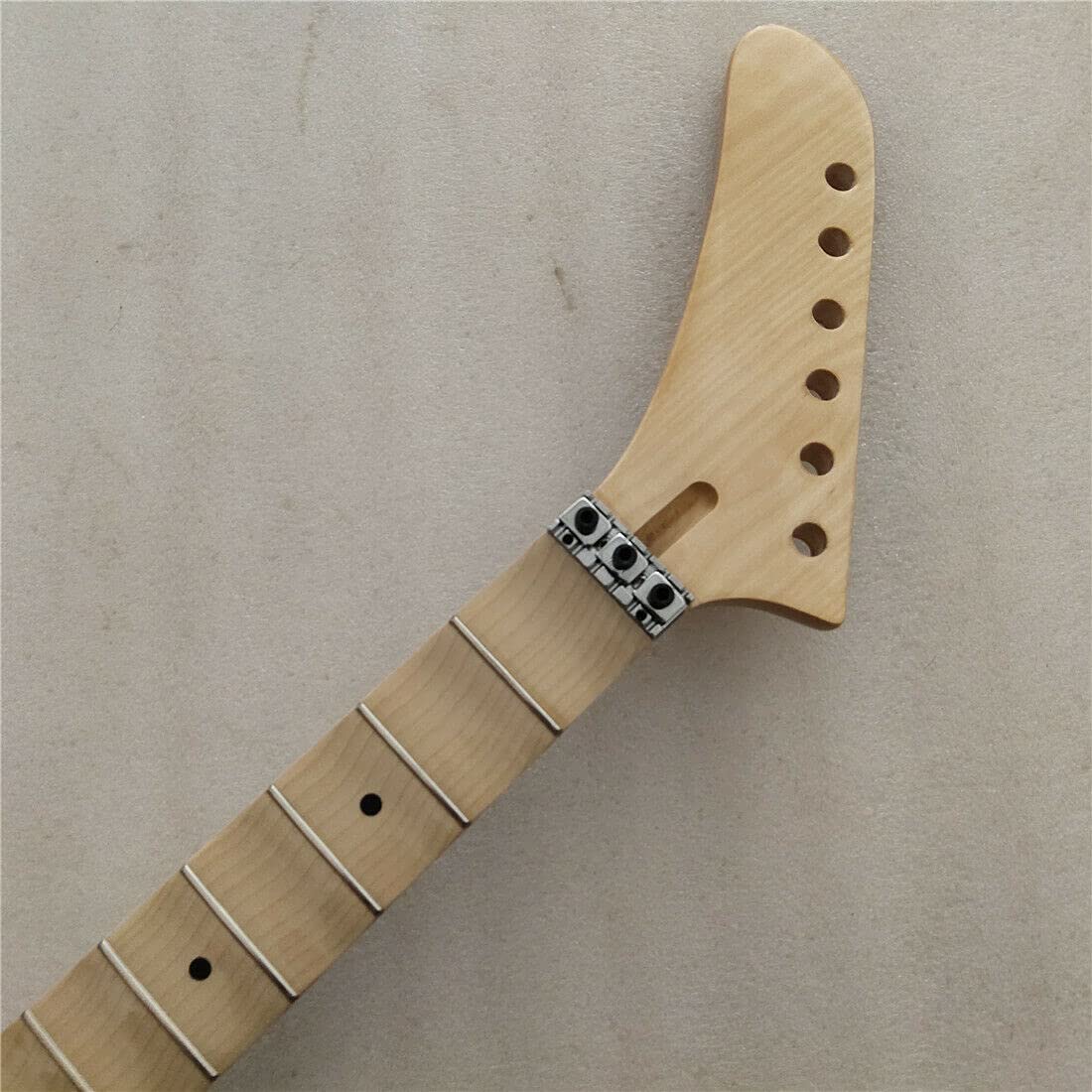 YAFEN Reverse Banana Head Full Scalloped Maple Electric Guitar Neck Replacement - 22 Frets - Perfect for Rock, Metal, and Blues Guitar Upgrades