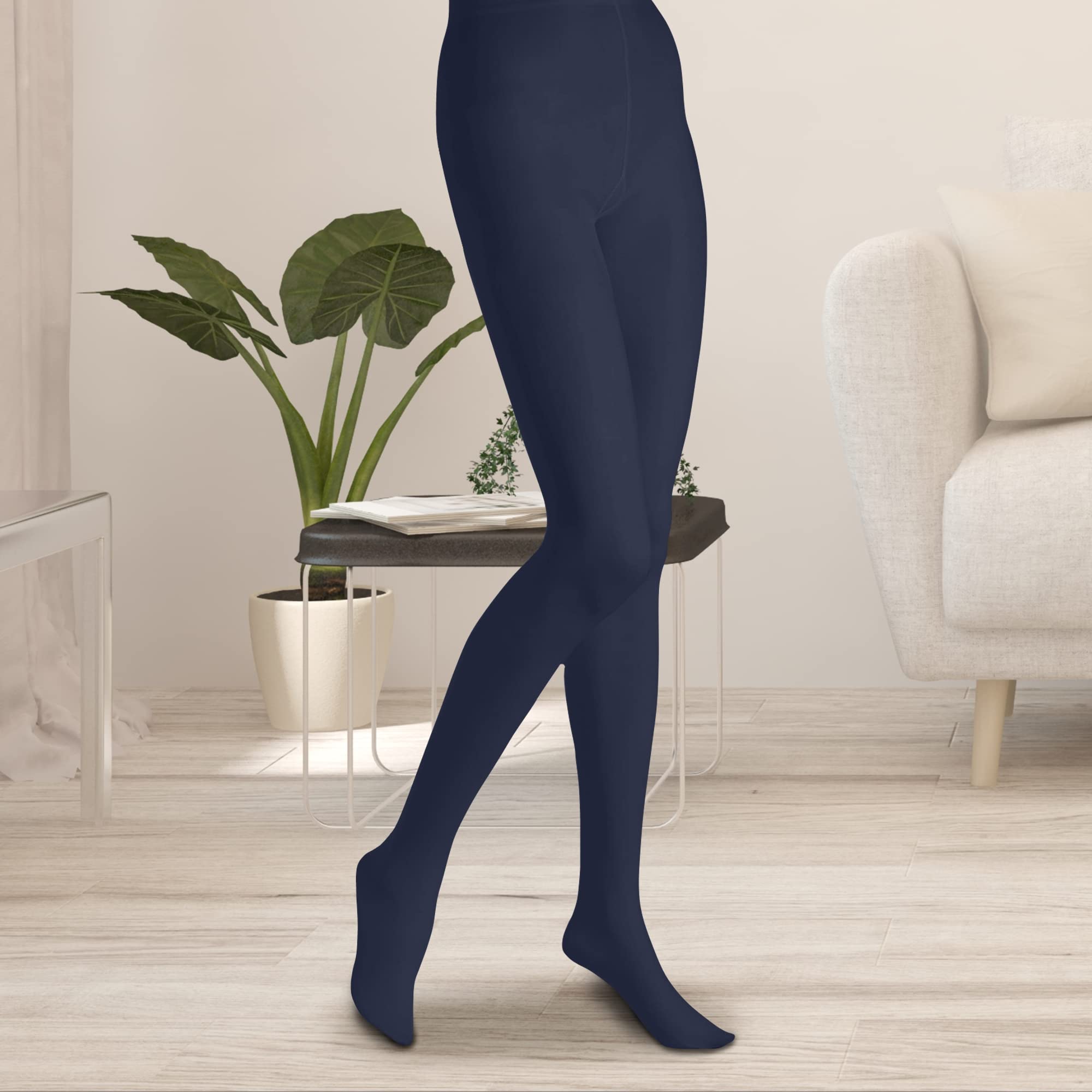 Butterfly EMEM Women's Plus Size Opaque Footed Tights - Comfortable & Stretchy Queen Size Pantyhose for Work, Travel & Everyday Wear