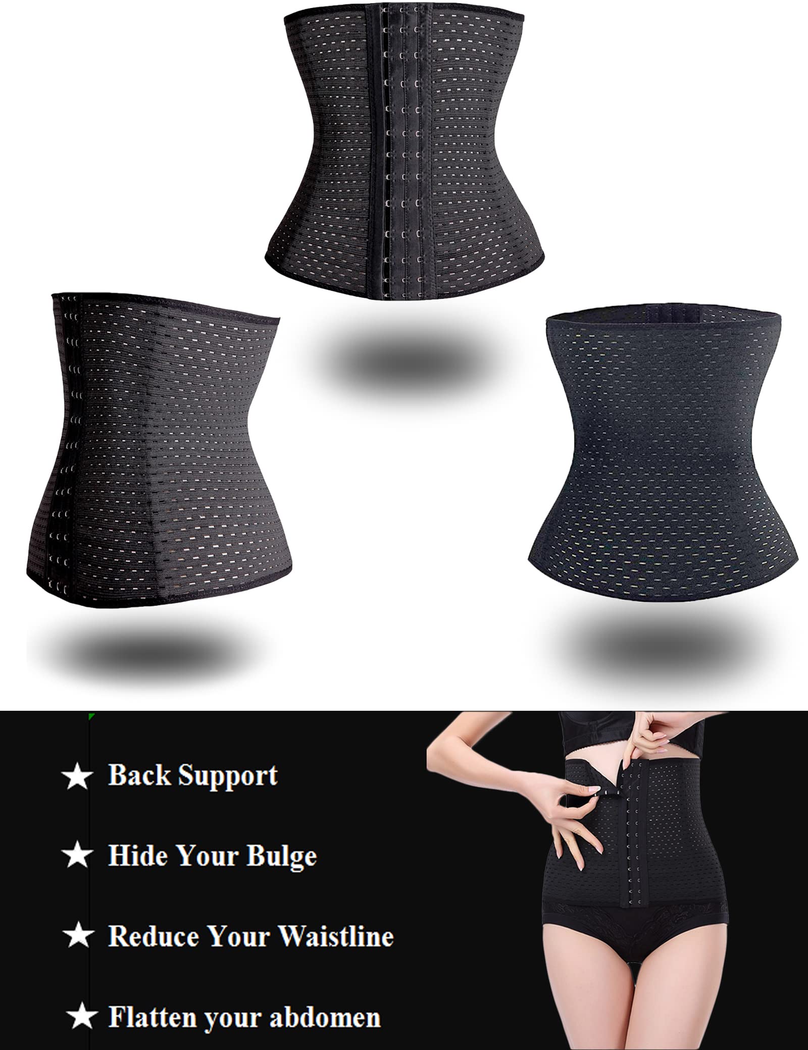 Youloveit Women's Waist Trainer Corset - Steel Boned Tummy Control Body Shaper with Adjustable Hooks for Everyday Wear | Perfect for Workouts, Postpartum Recovery & Special Occasions
