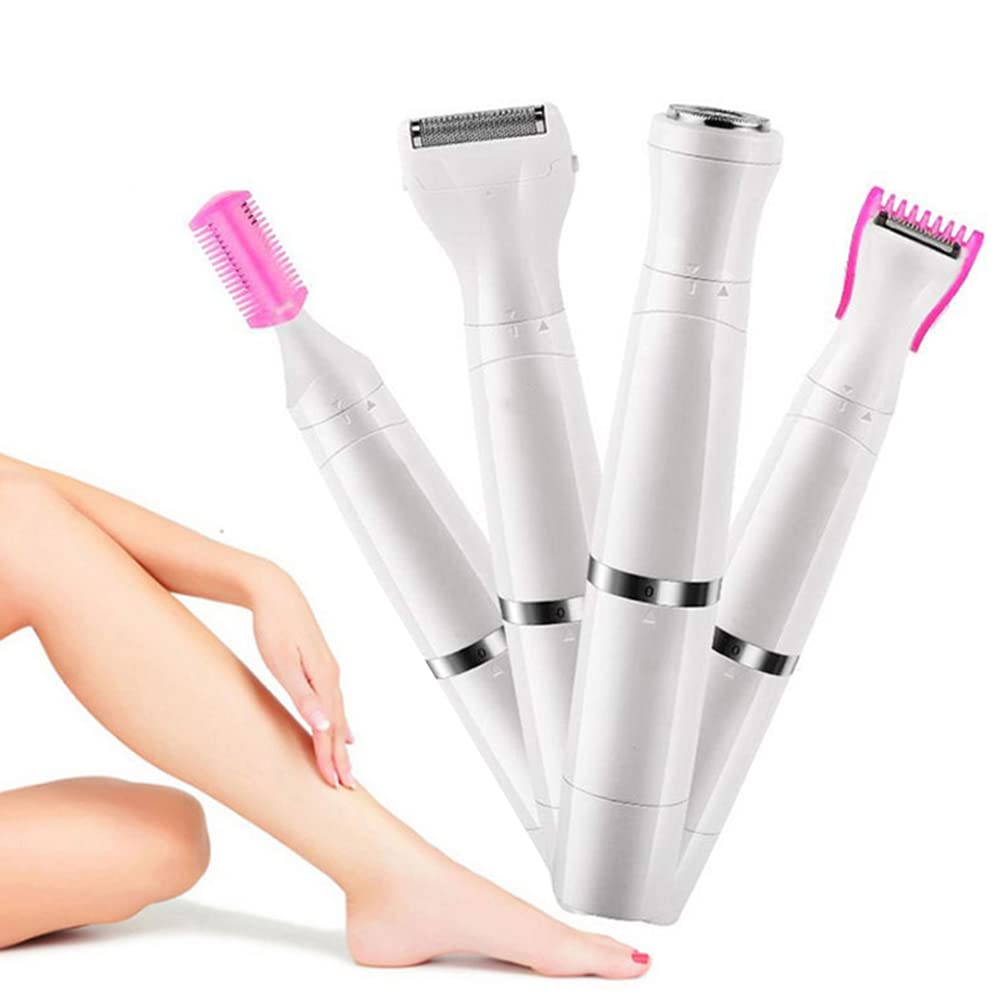 4-in-1 Rechargeable Women's Electric Shaver & Epilator - Painless Hair Removal for Face, Eyebrow, Bikini & Body | Smooth Skin at Home & Travel