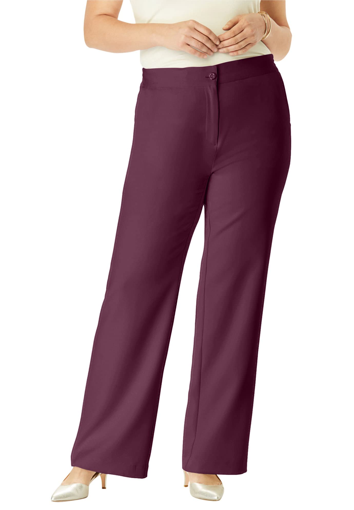 Jessica London Women's Plus Size Tummy Control Bi-Stretch Bootcut Pants - Comfortable Slimming Work Pants for Office & Business Casual Wear