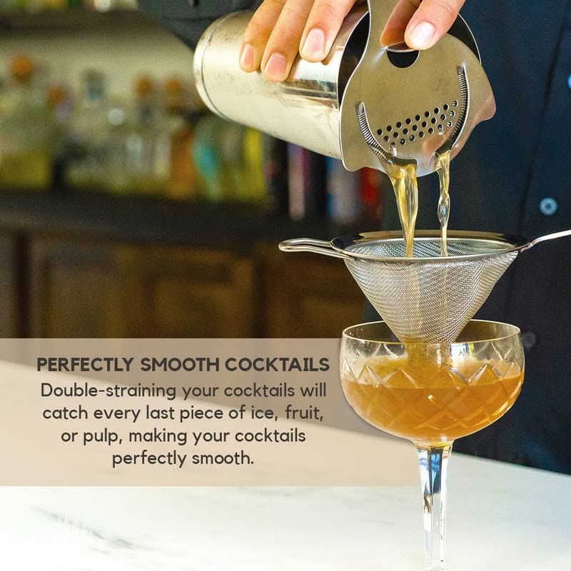 Premium Stainless Steel Fine Mesh Cocktail Strainer with Ergonomic Handle – Durable Bar Tool for Mixing Cocktails, Tea, Coffee & More – Perfect for Home Bars, Professional Kitchens & Bartending Use