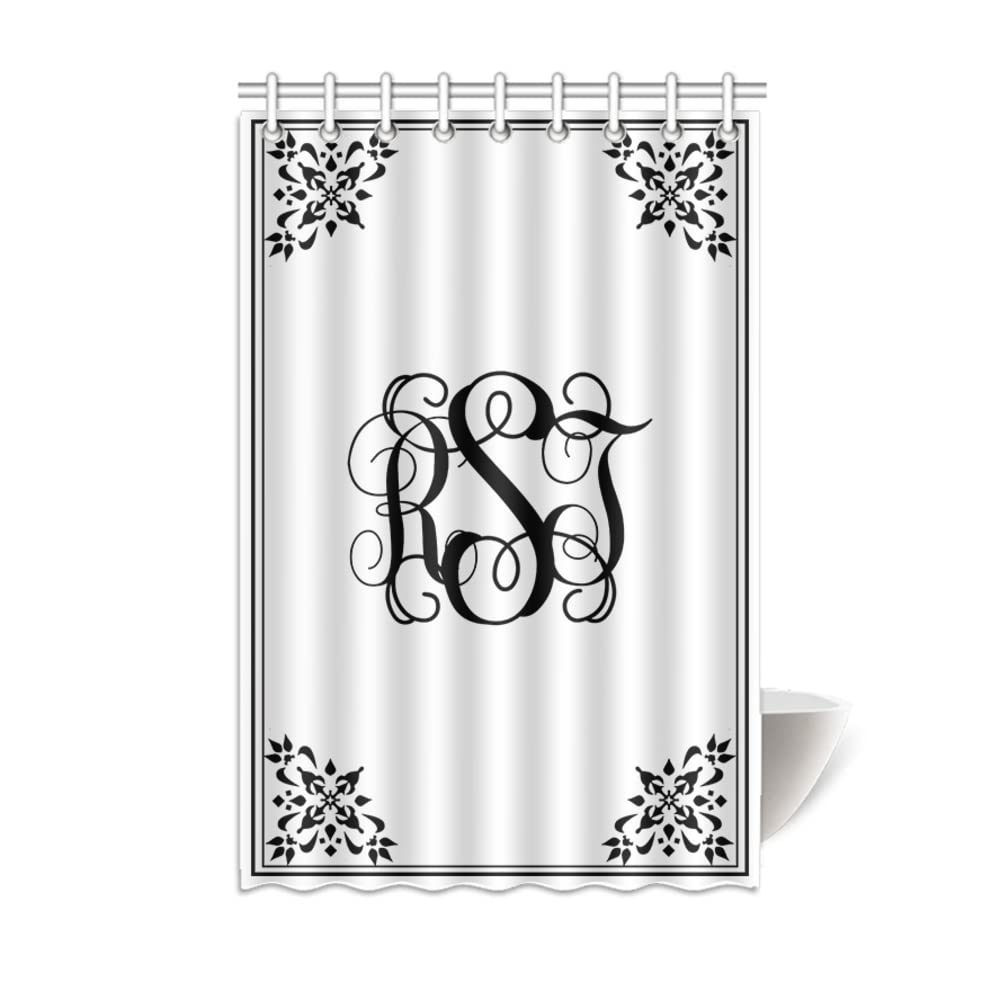 Custom Monogram Initial Shower Curtain - Branch Tree with Leaves Design, 48x72 Inch Bathroom Shower Curtain Set with Plastic C-Rings - Perfect for Home Decor, Wedding Gift & Bathroom Upgrade