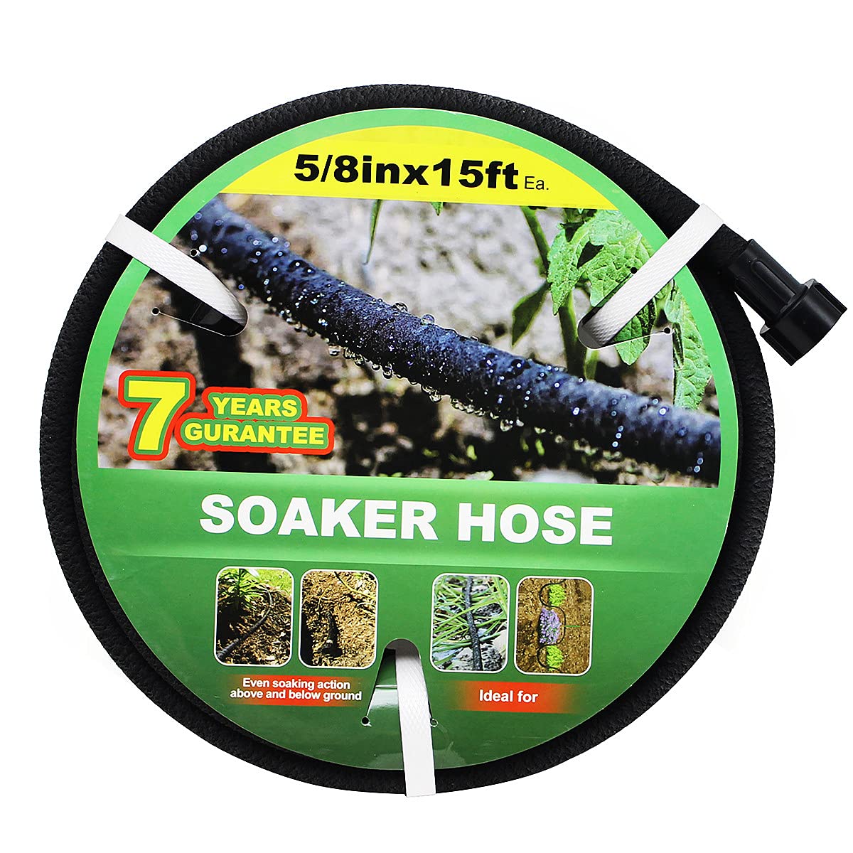 15ft Soaker Hose - Lead-Free, Saves 70% Water - Perfect for Garden, Flower Beds & Lawn Irrigation (5/8 Inch) - Ideal for Drip Watering, Vegetable Gardens & Landscaping