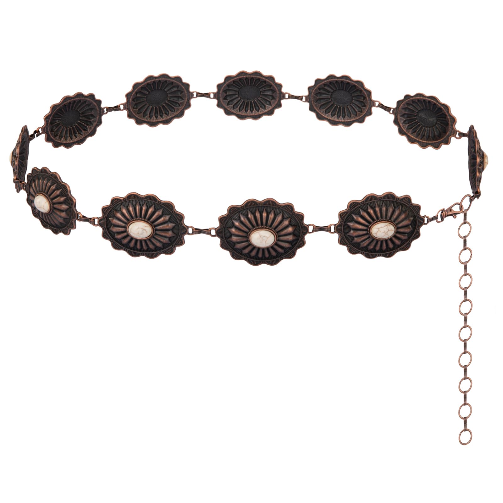 Rustic Western Concho Belt for Women - Cowgirl Style Metal Waist Chain Belt - Perfect Gift for Country Lovers & Western Fashion - Ideal for Rodeo, Country Concerts & Cowgirl Outfits